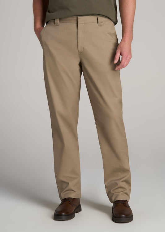 LJ&S Stretch Twill STRAIGHT-LEG Work Pants for Tall Men in Dusty Khaki