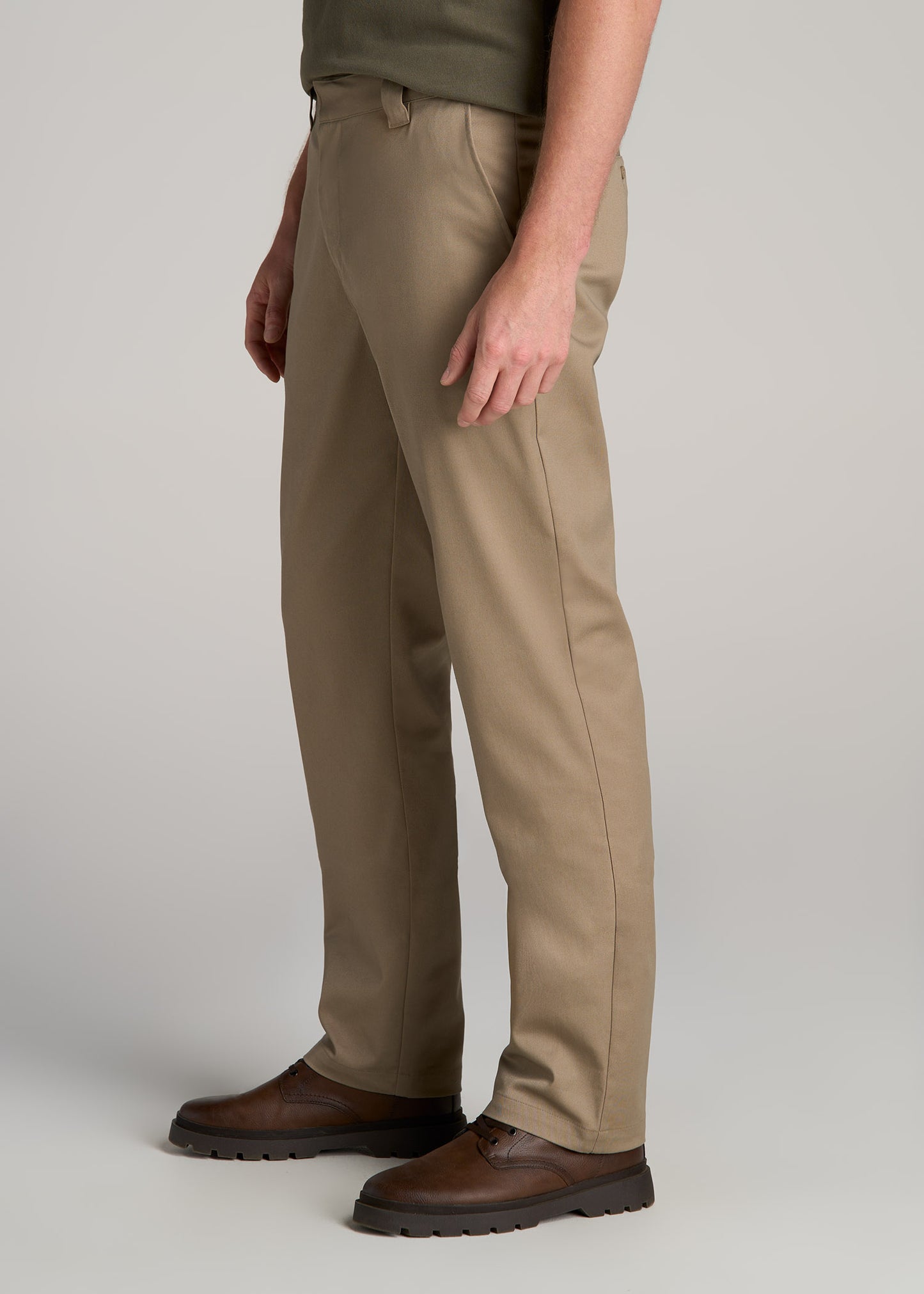 LJ&S Stretch Twill STRAIGHT-LEG Work Pants for Tall Men in Dusty Khaki