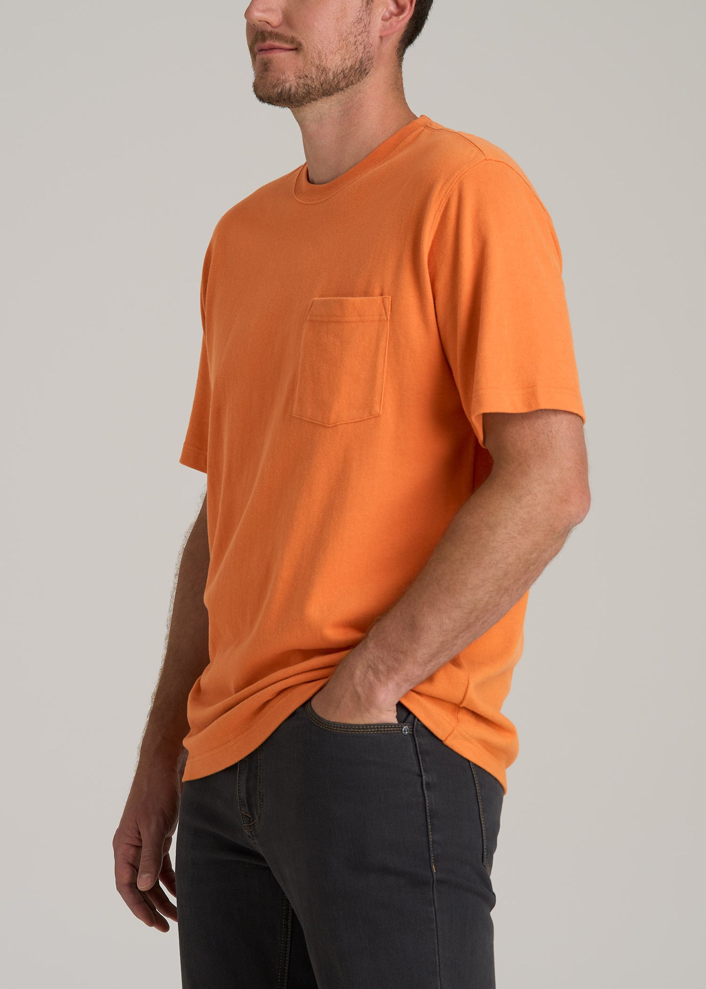 LJ&S Workwear Pocket T-Shirt for Tall Men in Marmalade