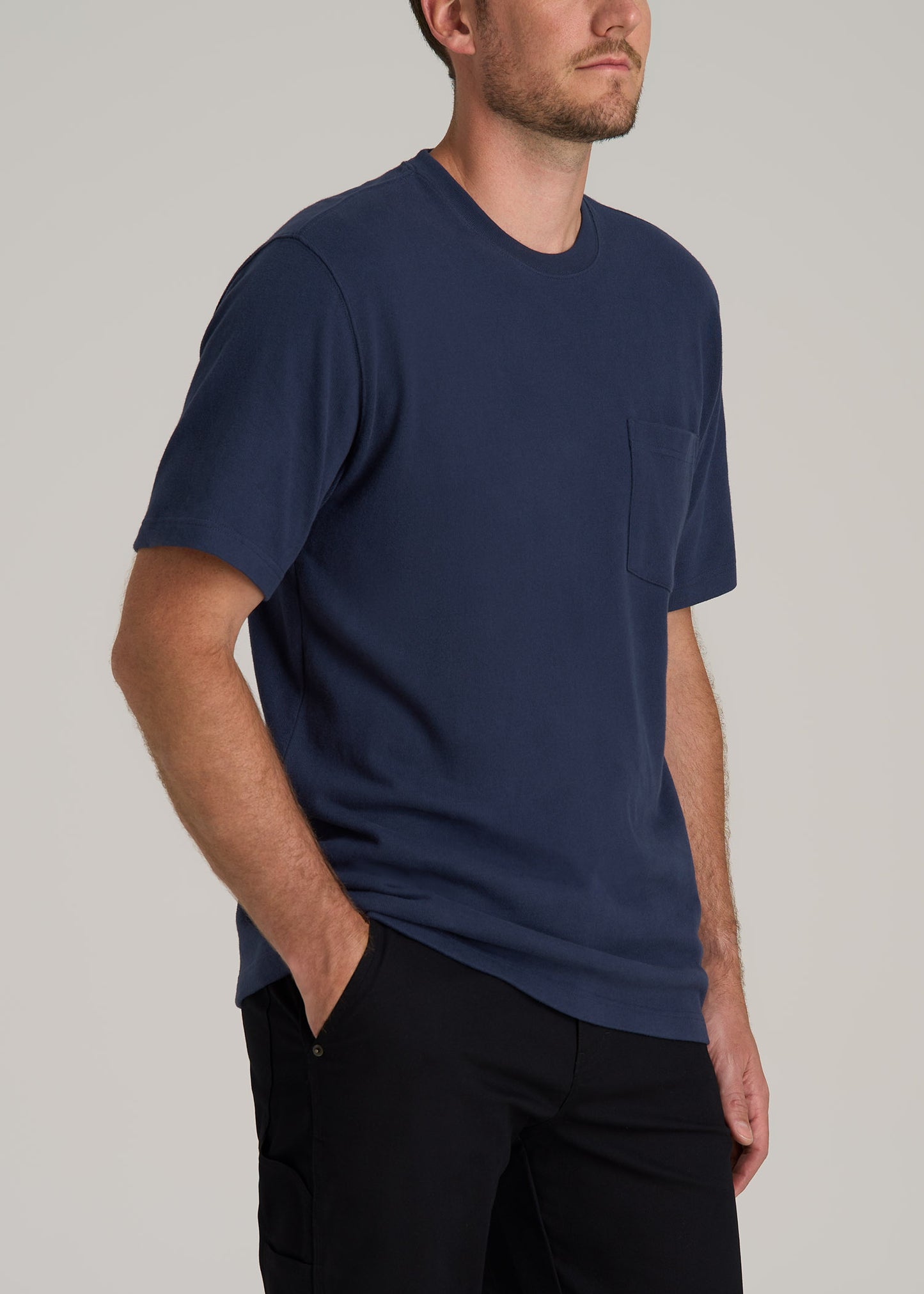 LJ&S Workwear Pocket T-Shirt for Tall Men in Midnight Navy