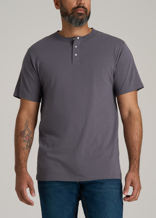 LJ&S REGULAR-FIT Jersey Henley Tee for Tall Men in Asphalt