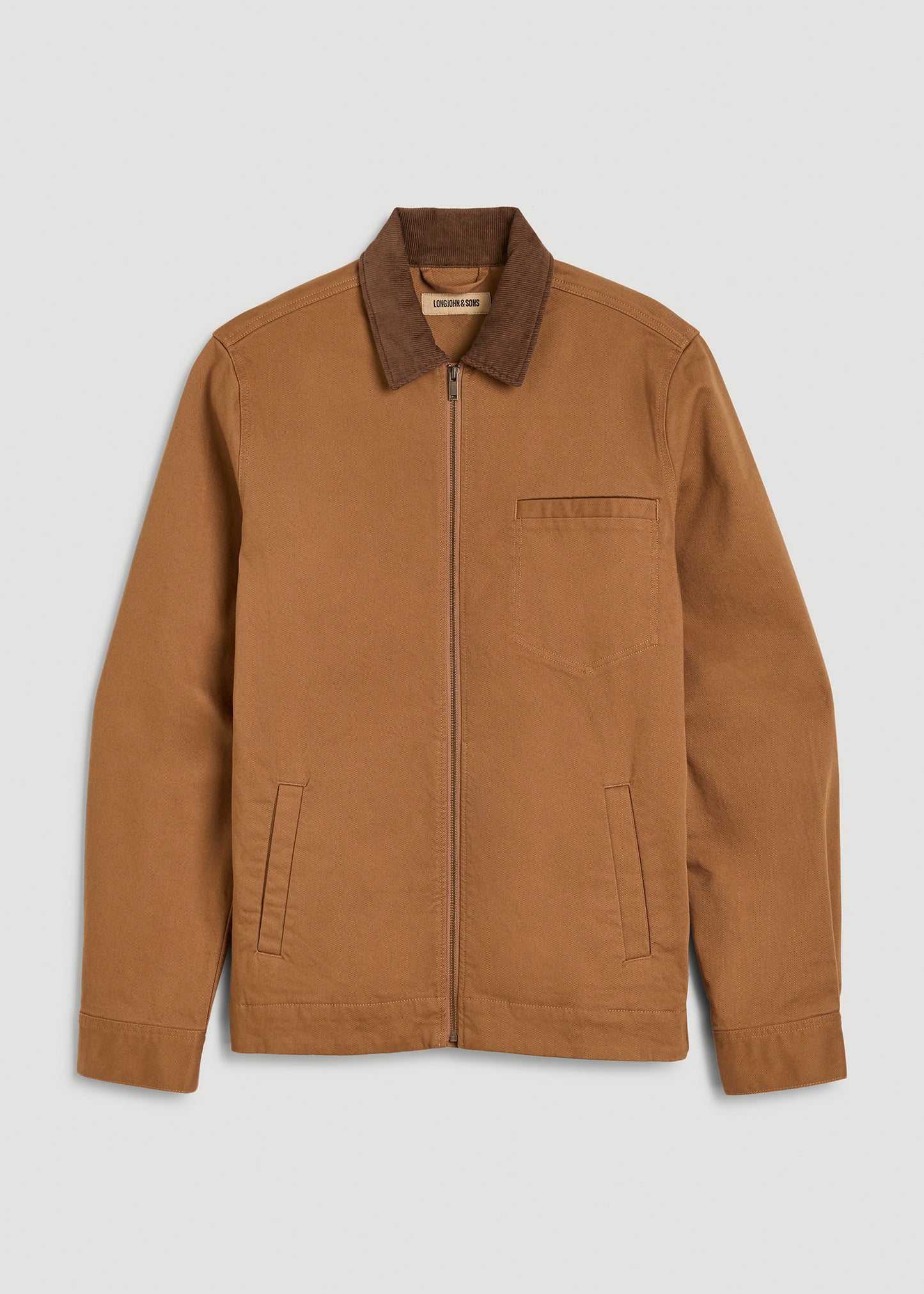 LJ&S Twill Shop Jacket for Tall Men in Dusty Brown