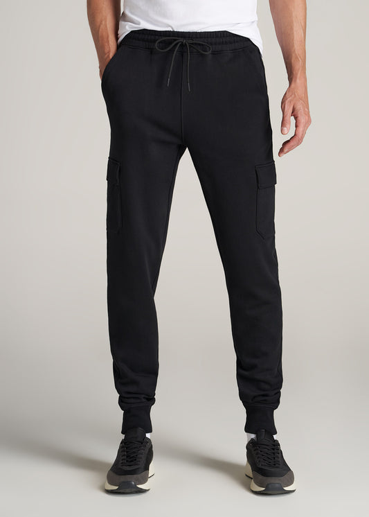       American-Tall-Men-80-20-Fleece-Cargo-Jogger-Black-front