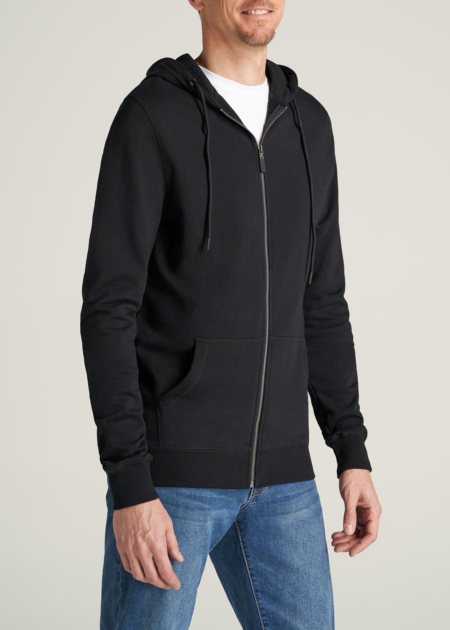    American-Tall-Men-8020-FrenchTerry-FullZip-Hoodie-Black-side