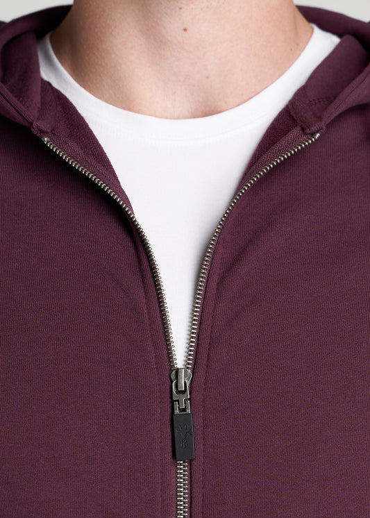 American-Tall-Men-8020-FrenchTerry-FullZip-Hoodie-Maroon-detail