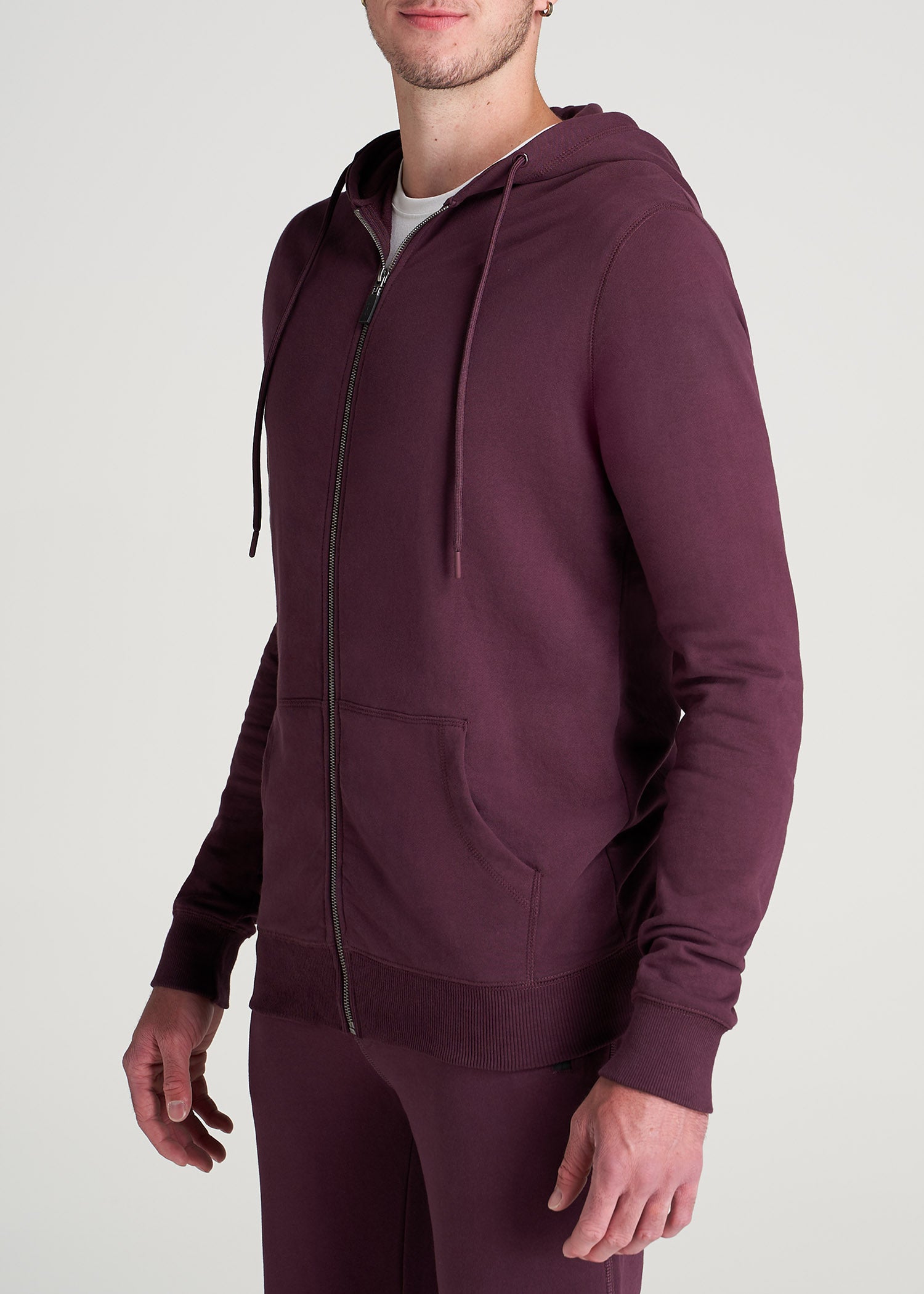 American-Tall-Men-8020-FrenchTerry-FullZip-Hoodie-Maroon-side