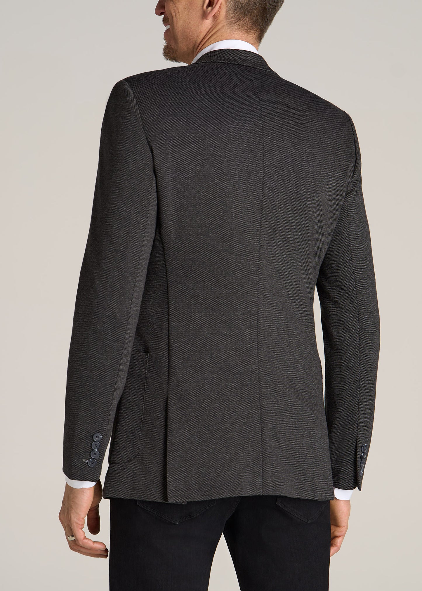 American-Tall-Men-Blazer-Black-Silver-Mix-back