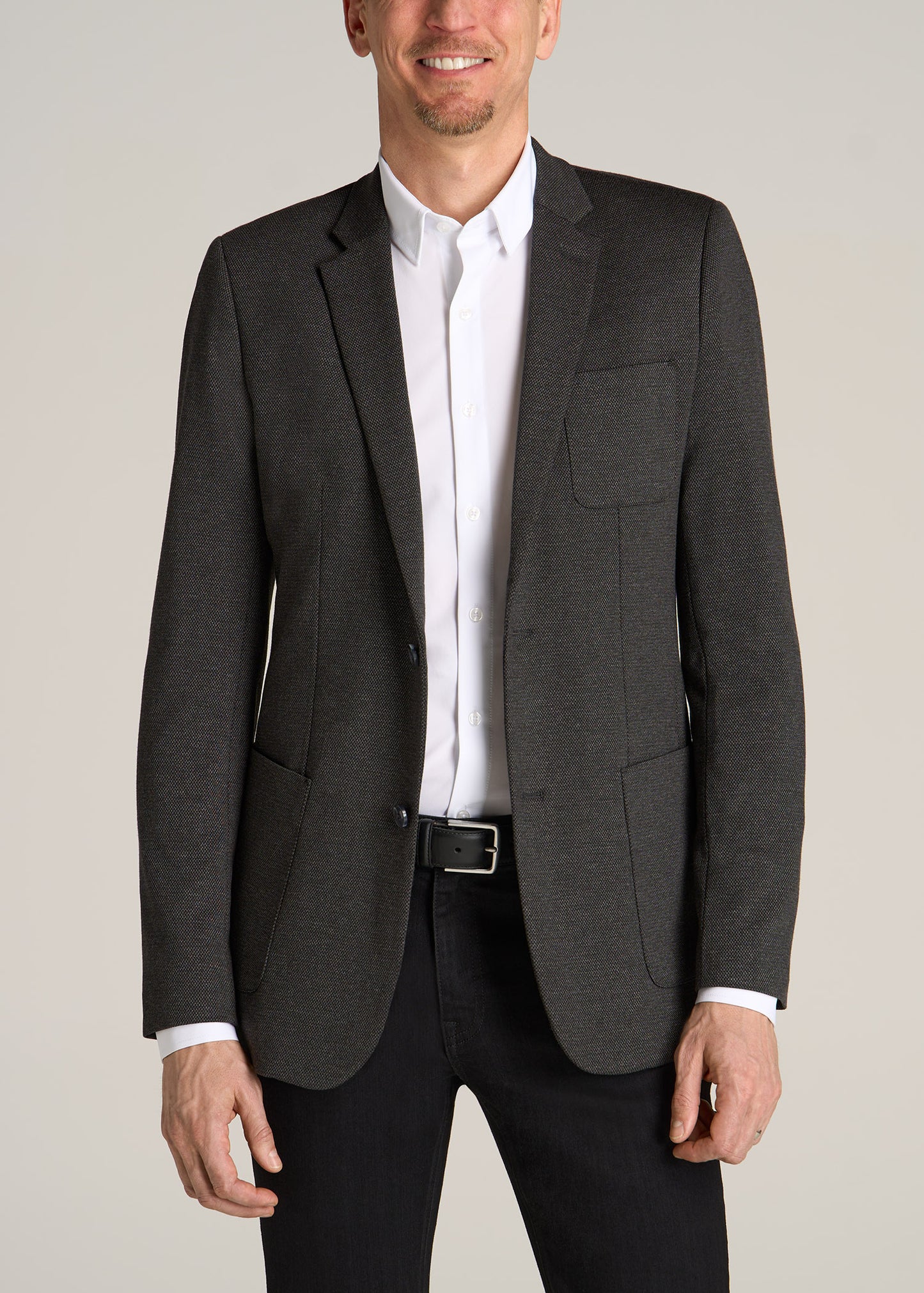 American-Tall-Men-Blazer-Black-Silver-Mix-front