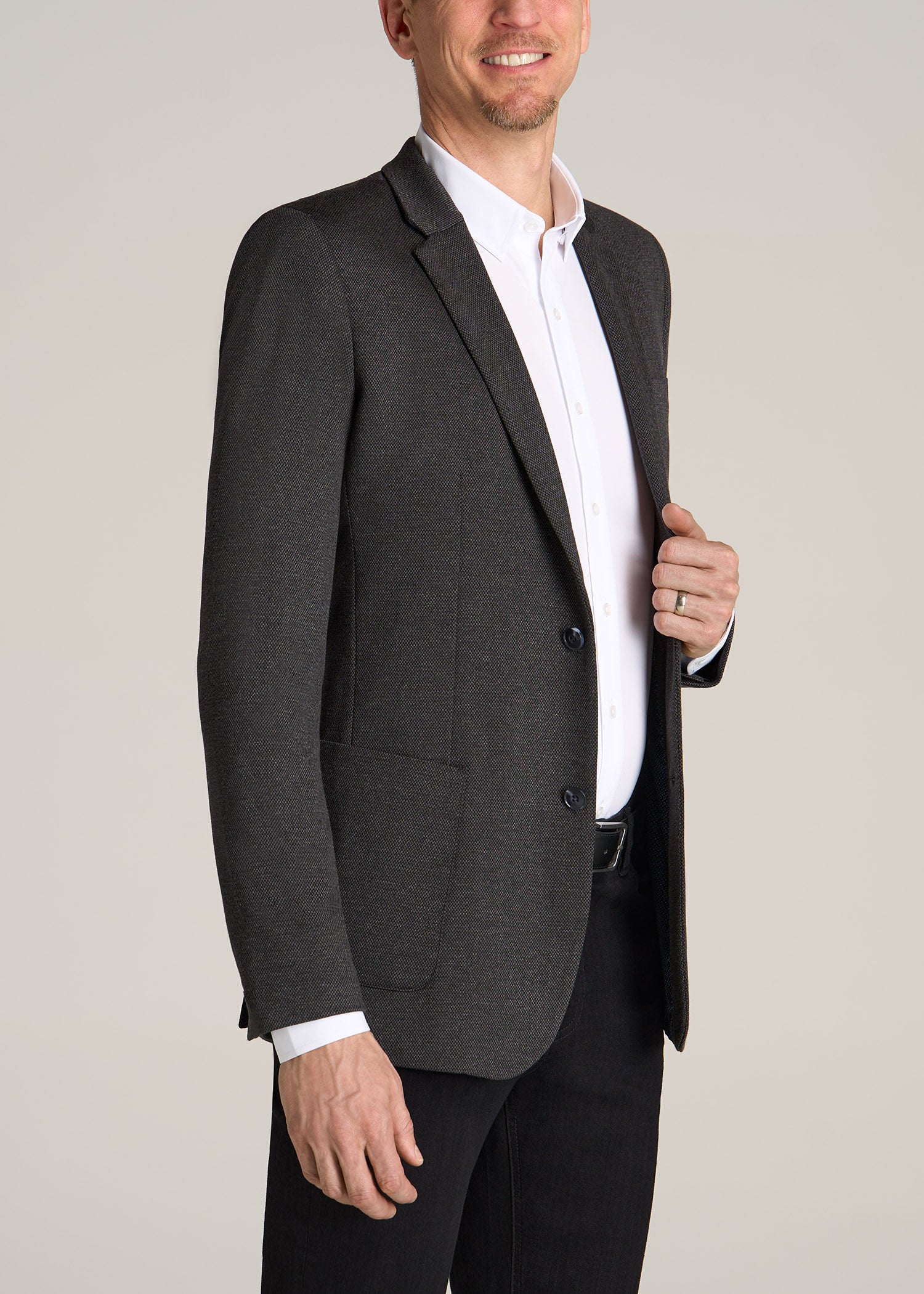 American-Tall-Men-Blazer-Black-Silver-Mix-side