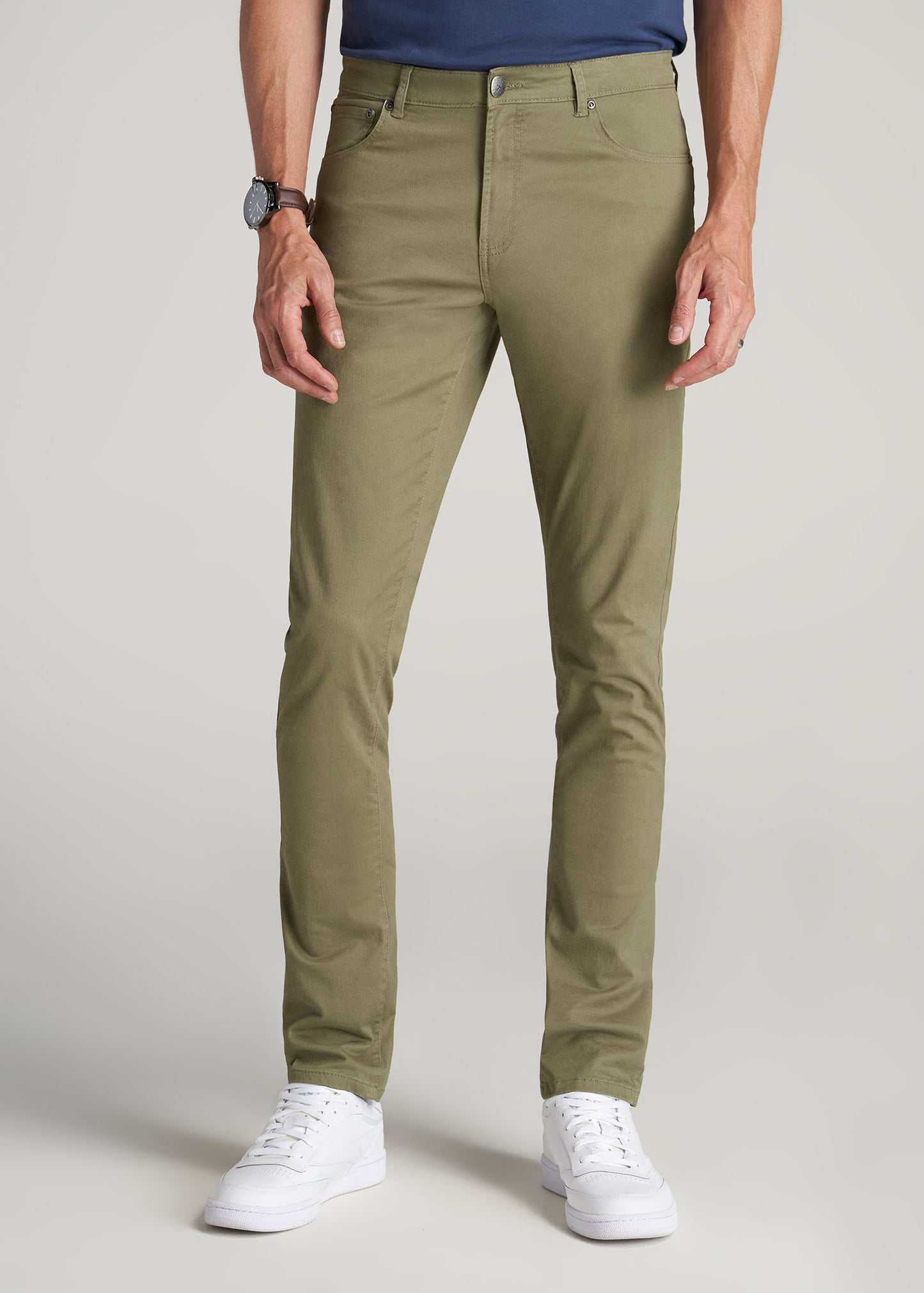     American-Tall-Men-Carman-5-Pocket-Fatigue-Green-front