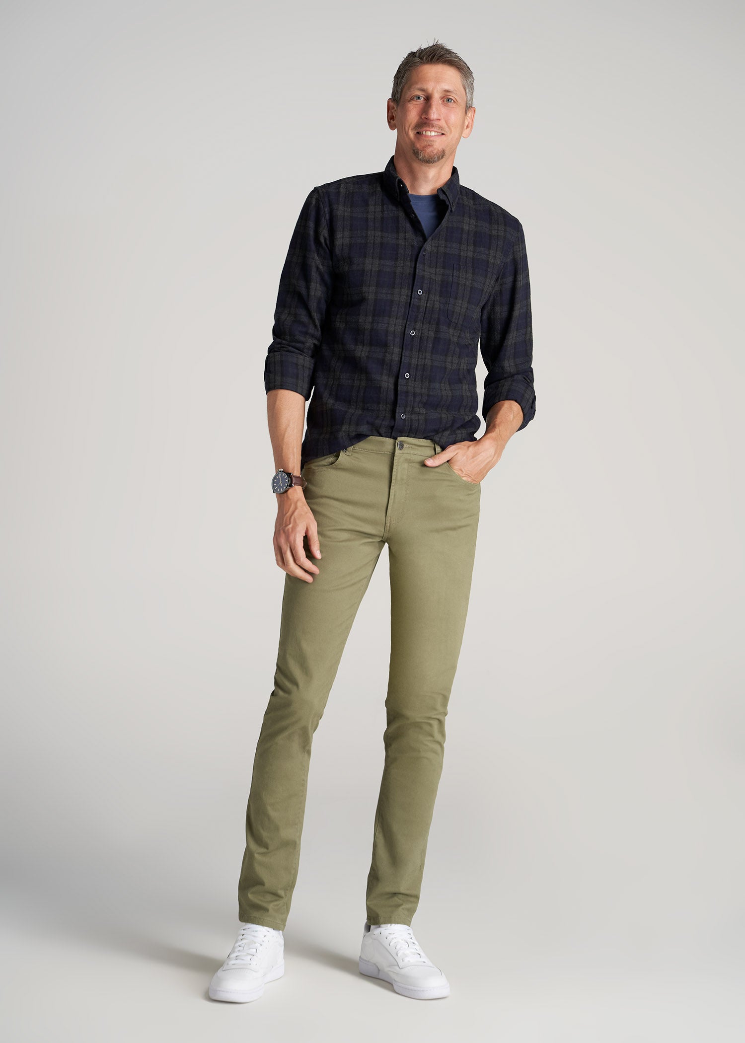     American-Tall-Men-Carman-5-Pocket-Fatigue-Green-full