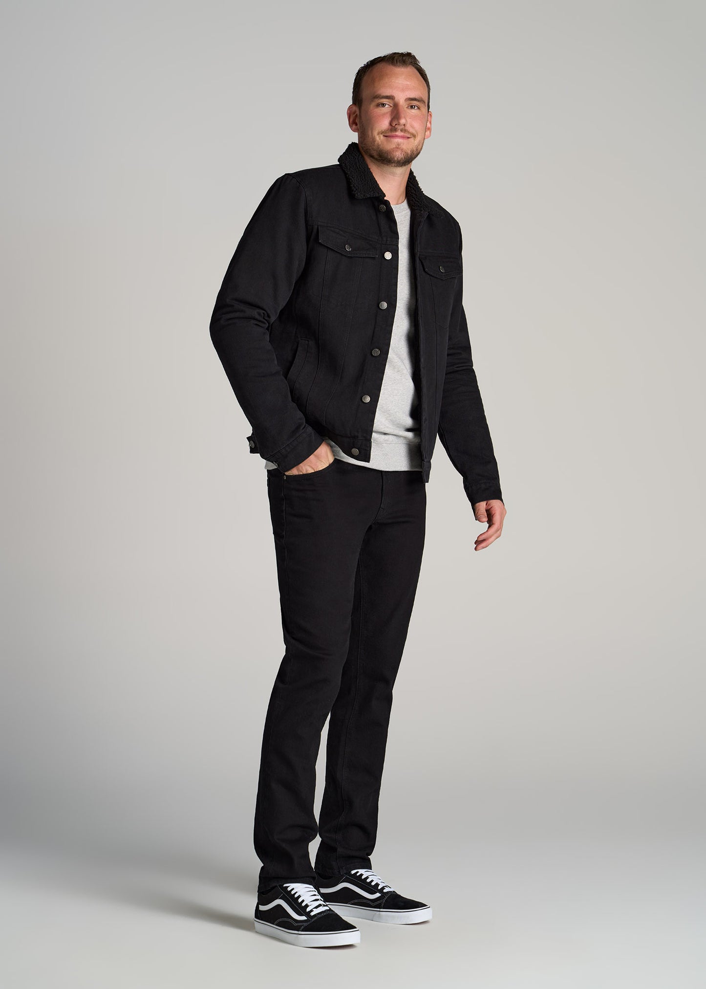     American-Tall-Men-Denim-Sherpa-Jacket-Onyx-Black-full