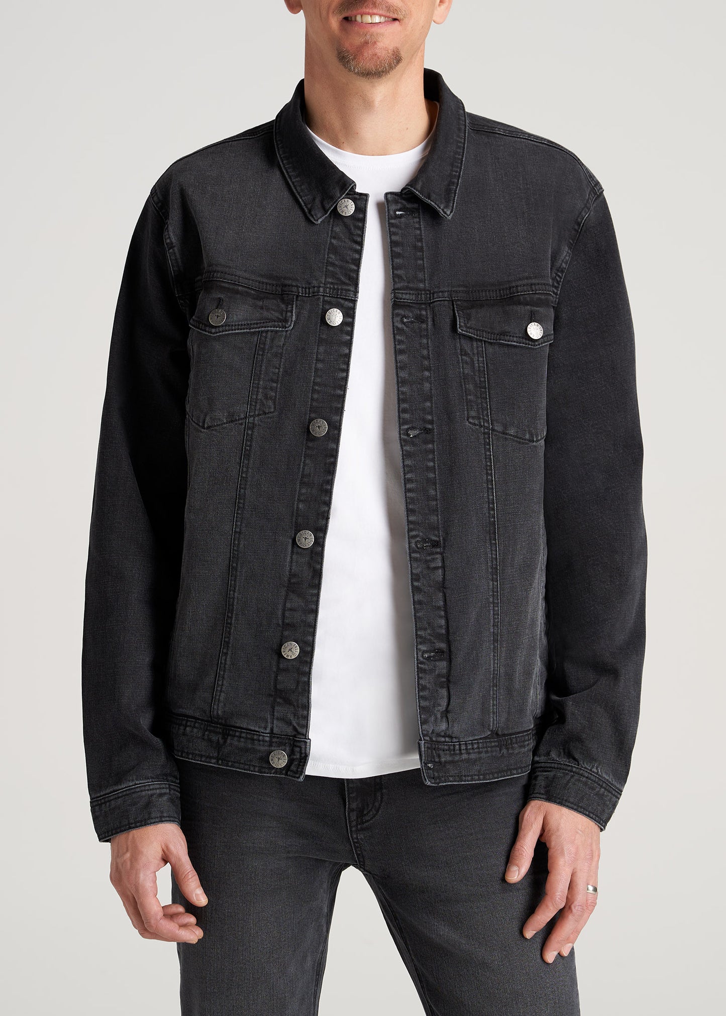    American-Tall-Men-Denim-TruckerJacket-Black-front