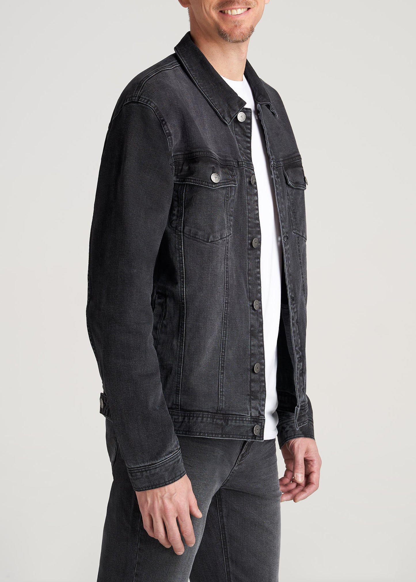    American-Tall-Men-Denim-TruckerJacket-Black-side