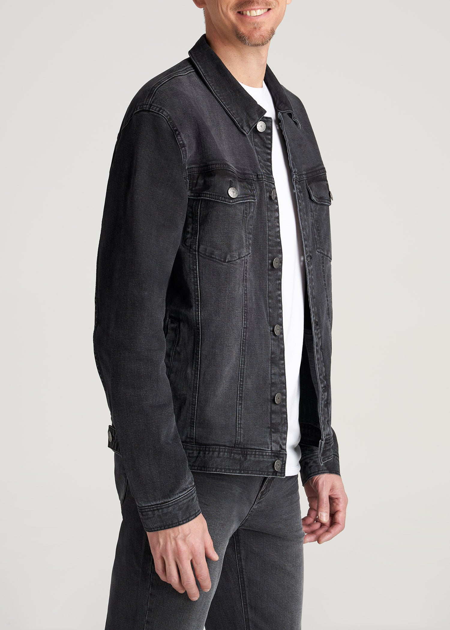    American-Tall-Men-Denim-TruckerJacket-Black-side