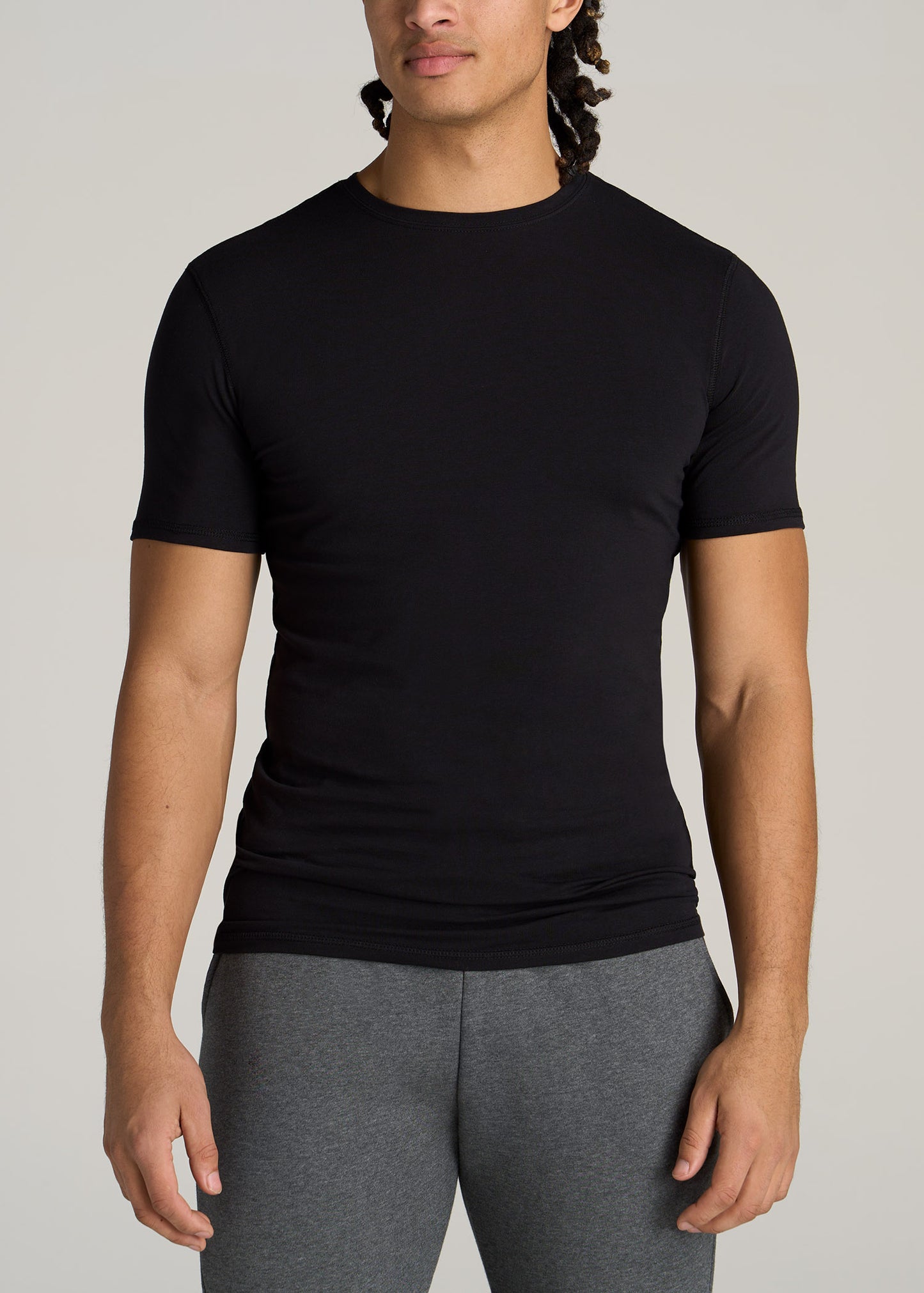       American-Tall-Men-Essential-SLIM-FIT-Crew-Neck-Tees-Black-front