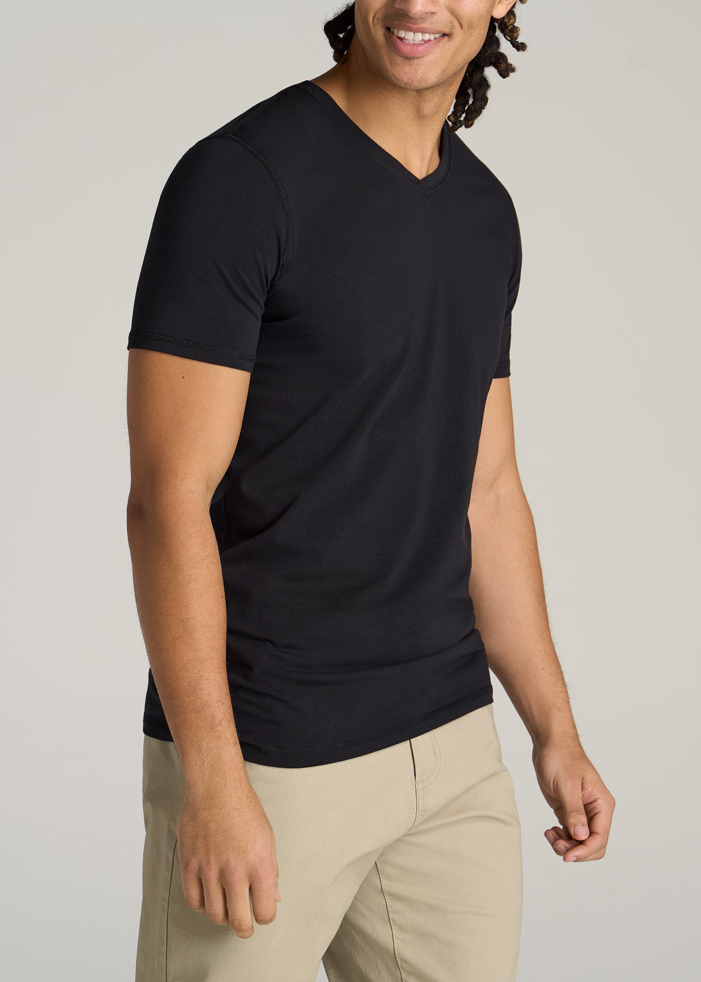     American-Tall-Men-Essential-SLIM-FIT-V-Neck-Tees-Black-side