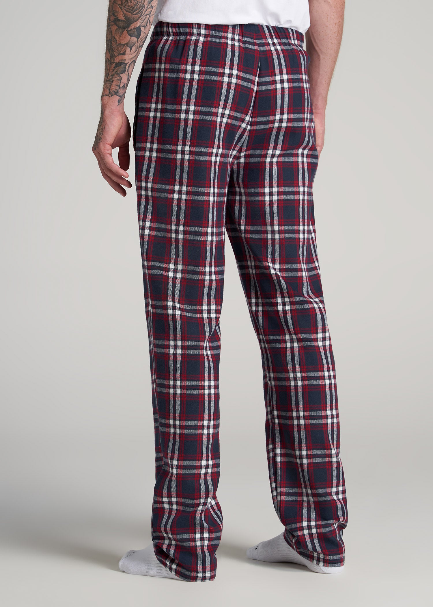        American-Tall-Men-Flannel-Pajamas-Navy-Red-Tartan-back