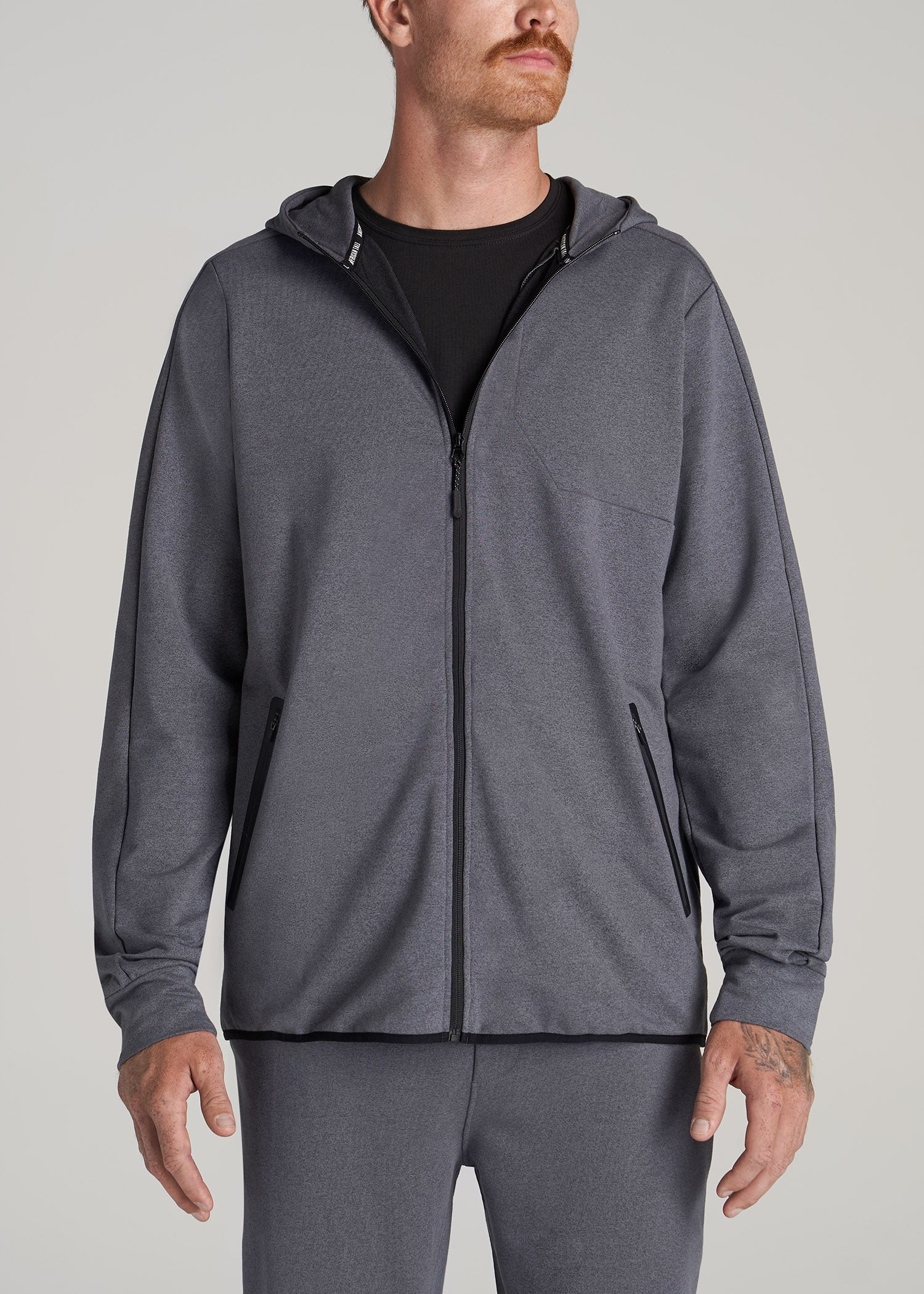    American-Tall-Men-Full-Zip-Tech-Hoodie-Tech-Charcoal-Mix-front