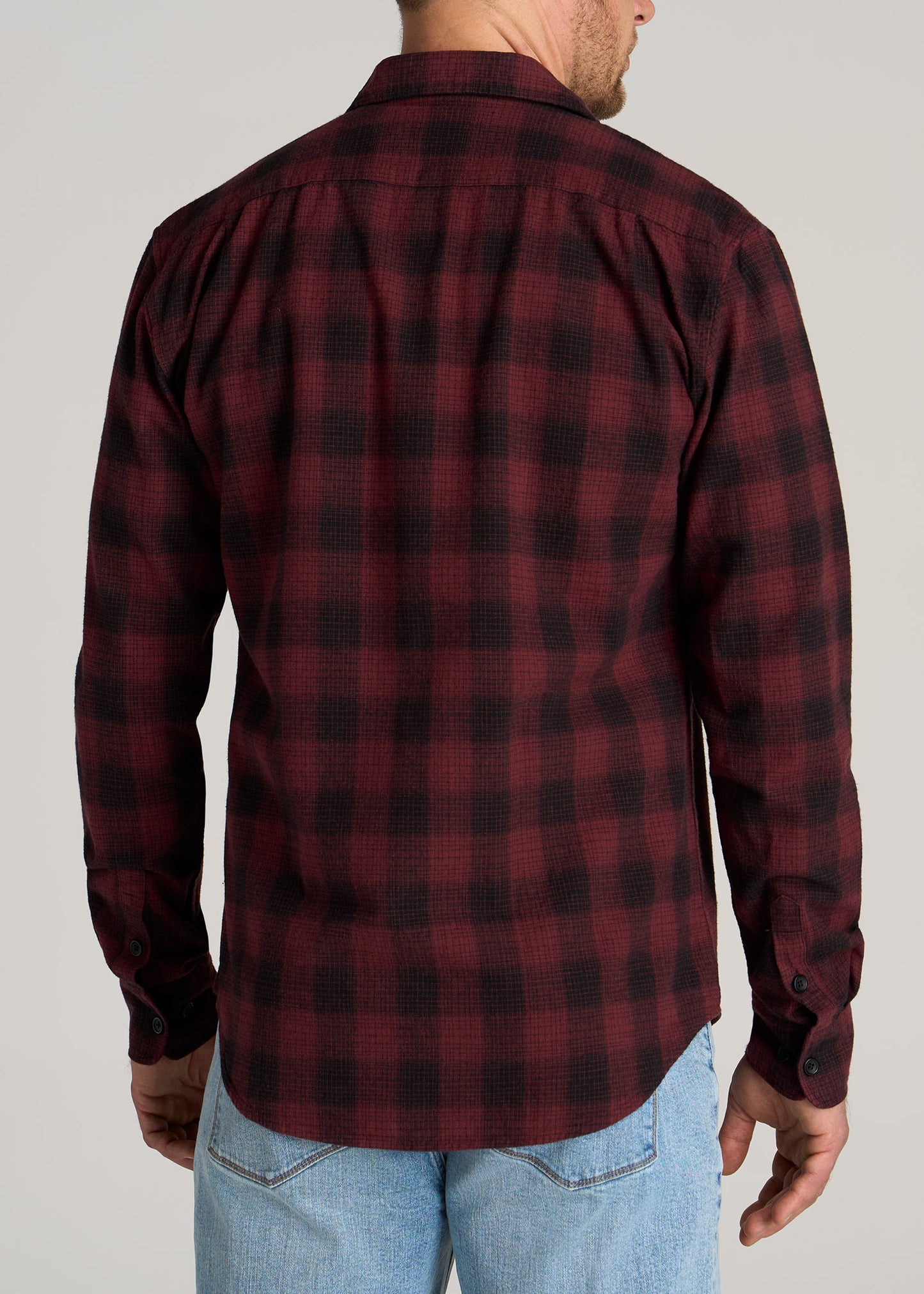    American-Tall-Men-LJ-Heavy-Flannel-Shirt-Army-Plaid-Black-Sumac-Red-back