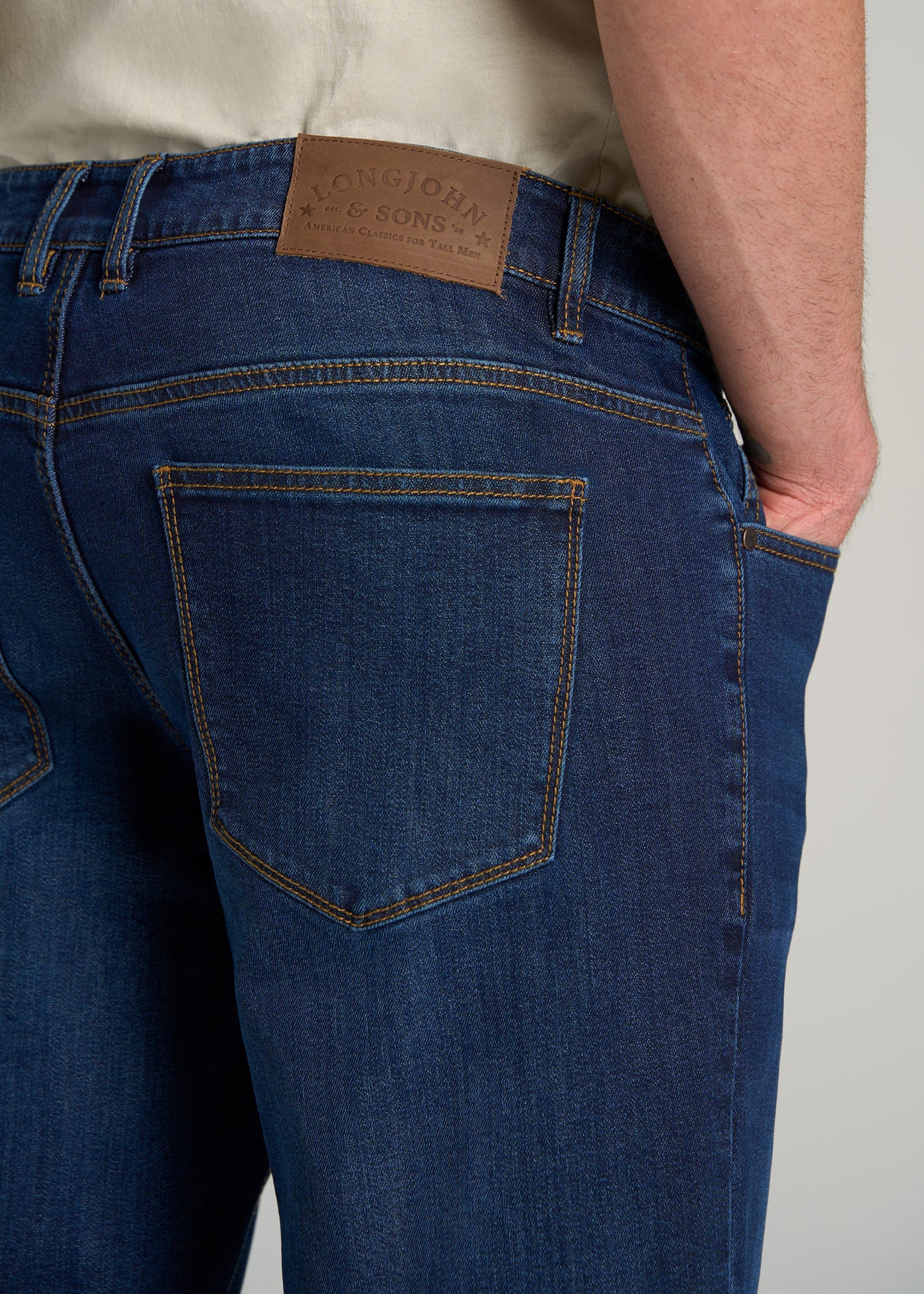       American-Tall-Men-LJ-Slim-Taper-Fit-Carman-Jeans-Charger-Blue-detail