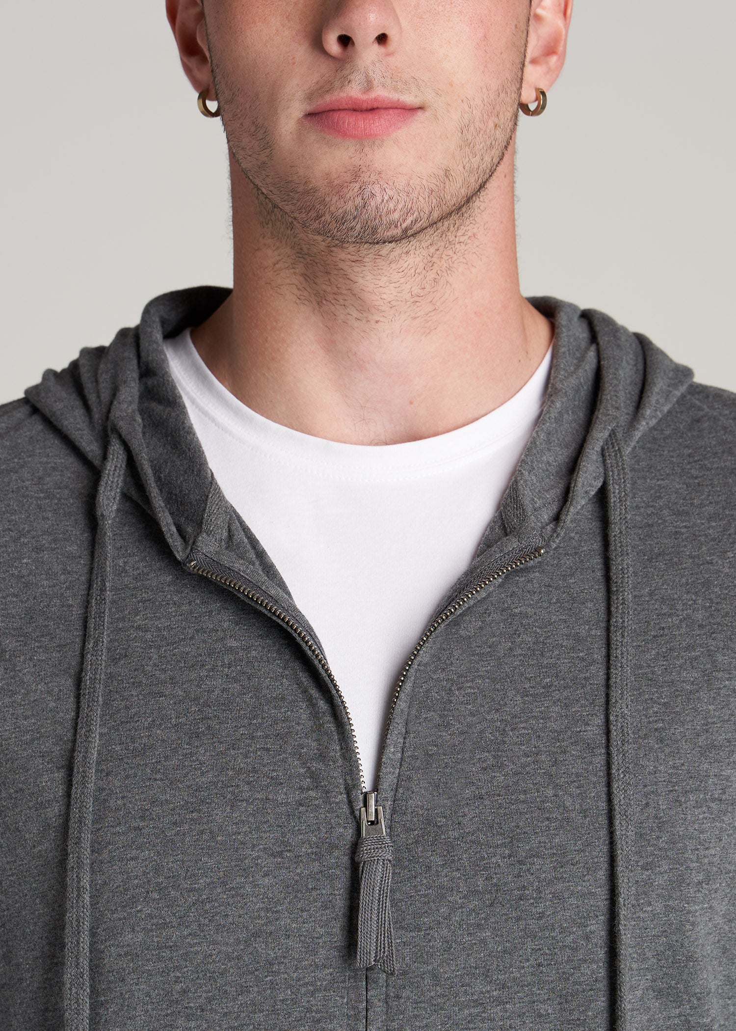         American-Tall-Men-LS-Jersey-Full-Zip-Hoodie-Charcoal-Mix-detail