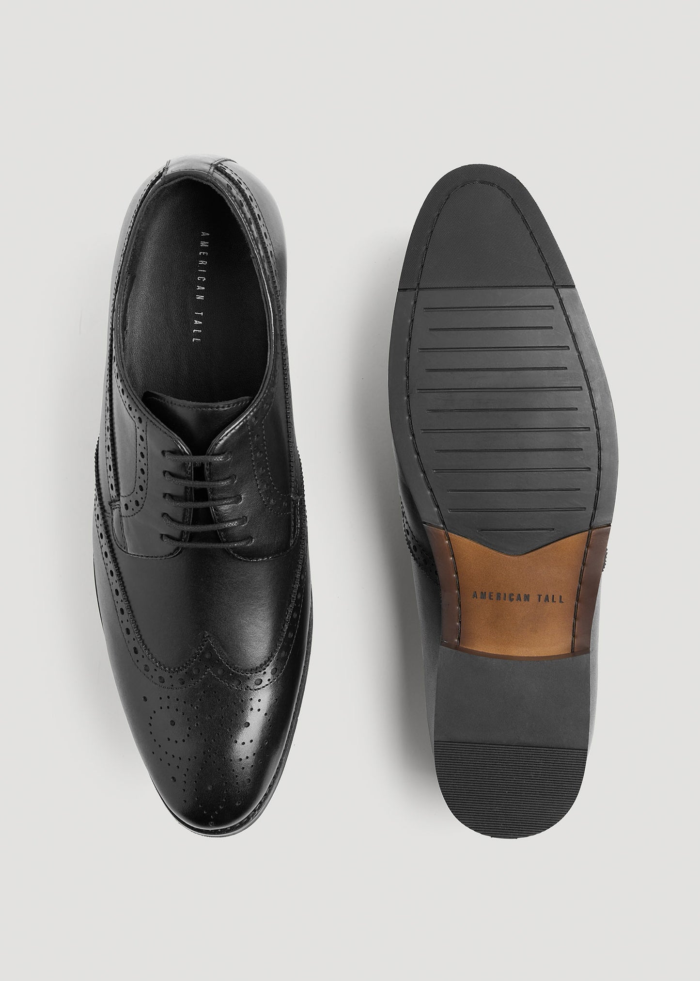        American-Tall-Men-Leather-Brogue-Oxford-Black-Pair