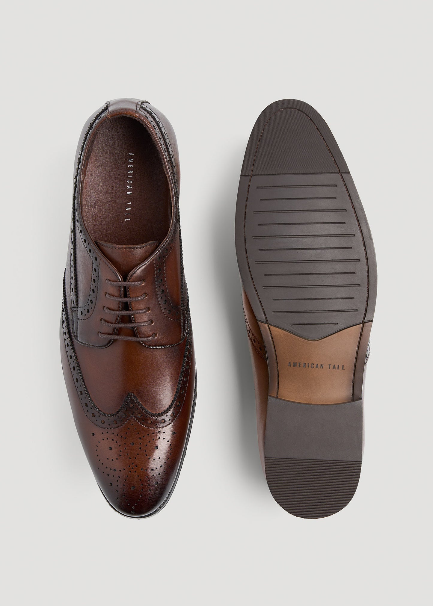       American-Tall-Men-Leather-Brogue-Oxford-Tan-Brown-Pair