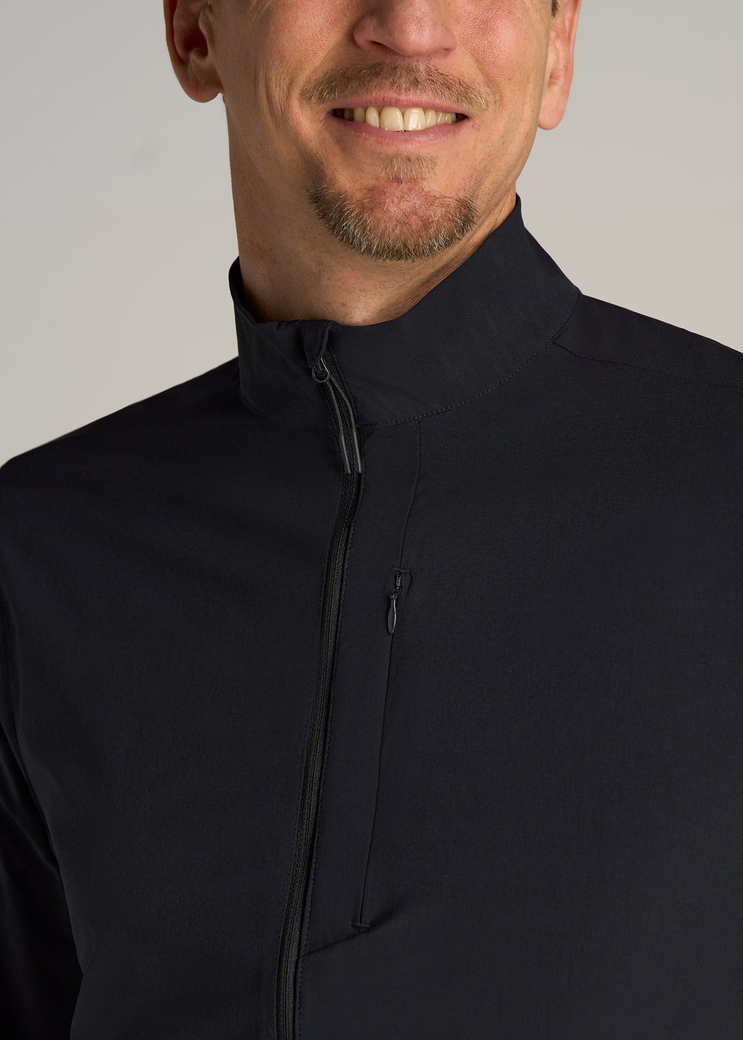       American-Tall-Men-Light-Weight-Track-Jacket-Black-detail