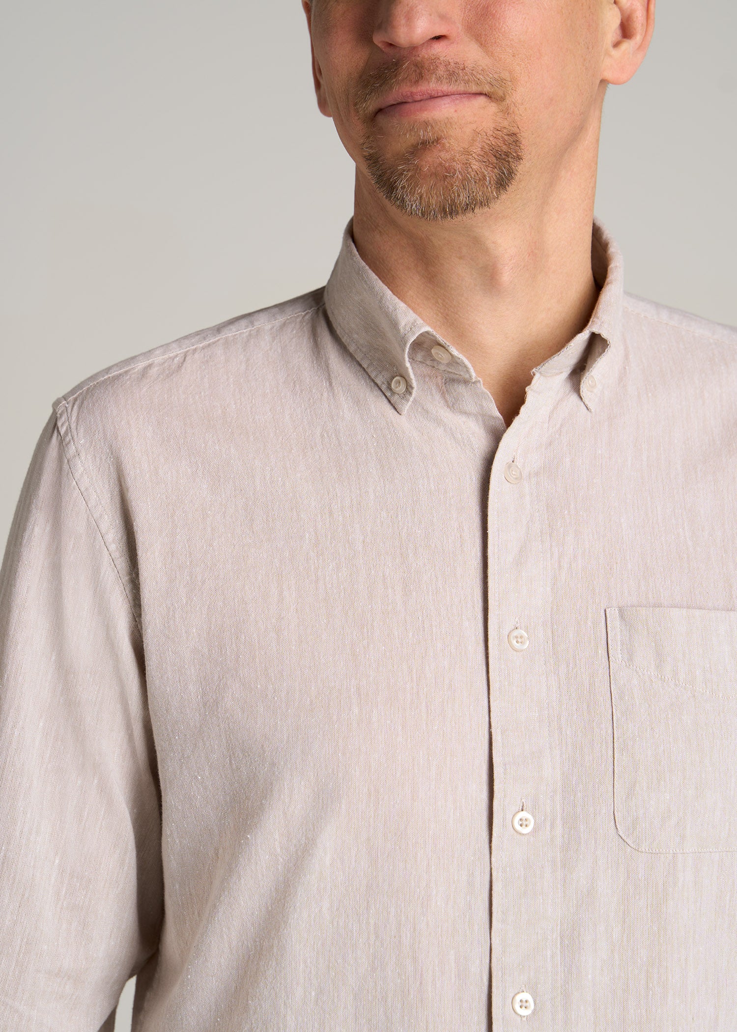 American-Tall-Men-Linen-Long-sleeve-Natural-detail