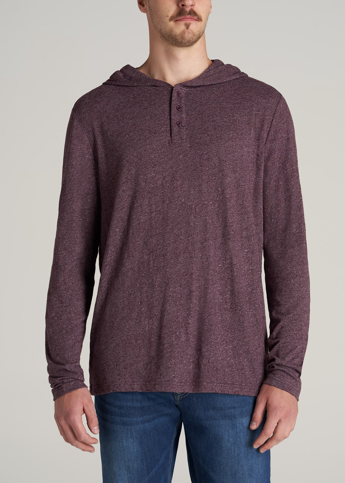    American-Tall-Men-Long-Sleeve-Henley-Hoodie-Burgundy-Mix-front