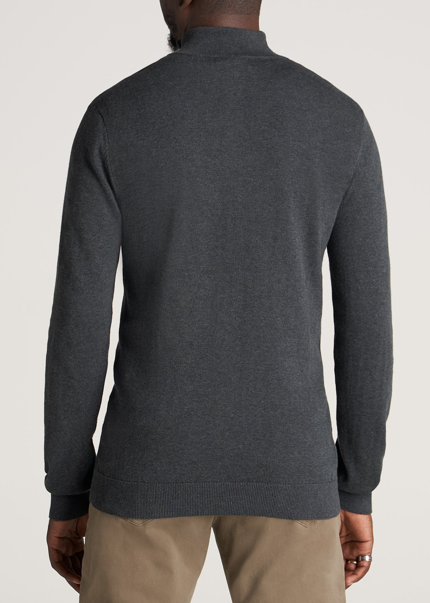    American-Tall-Men-Mens-EveryDay-QuarterZip-Sweater-CharcoalMix-back