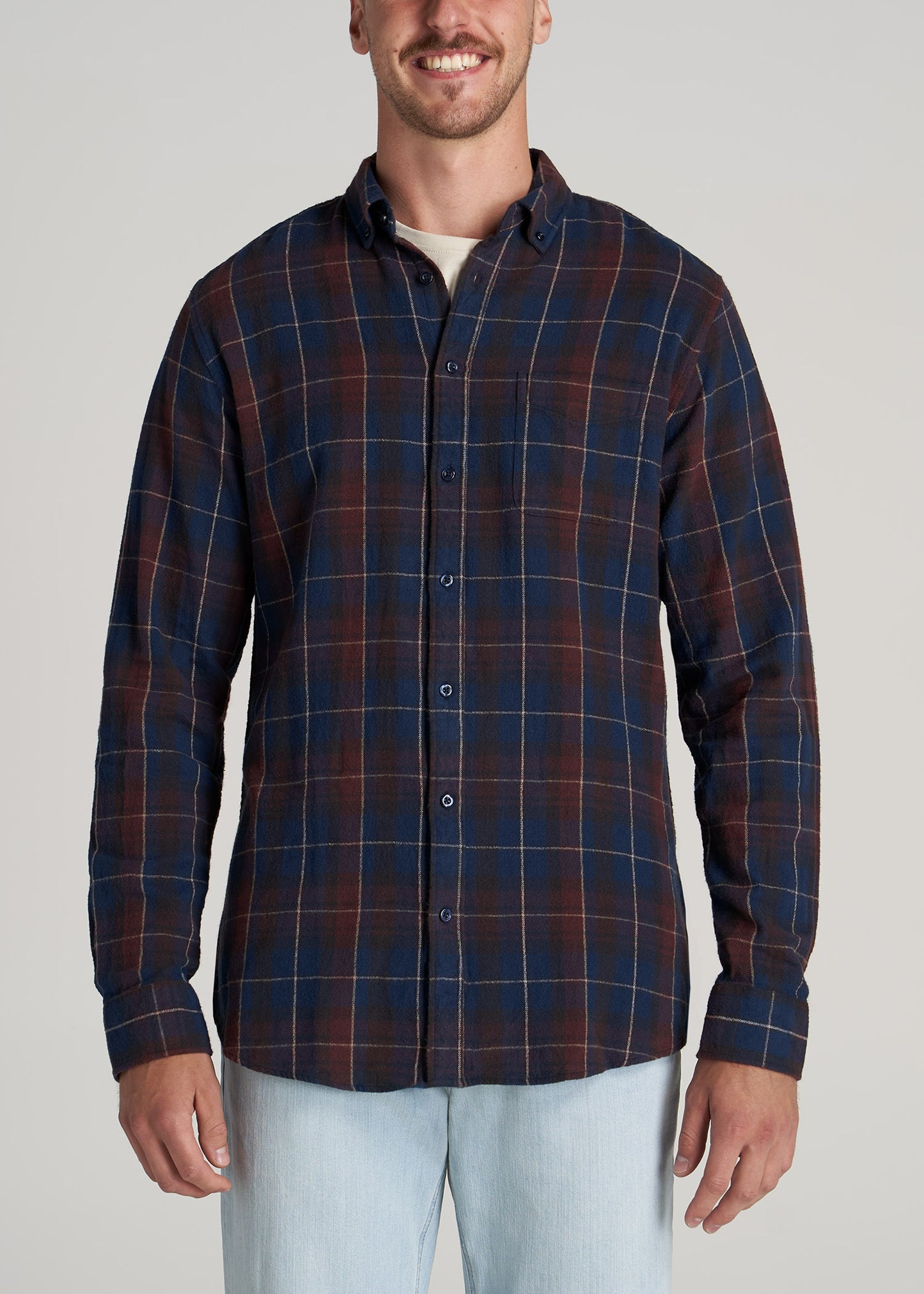    American-Tall-Men-Nelson-Button-Up-Port-Dark-Cobalt-Plaid-front