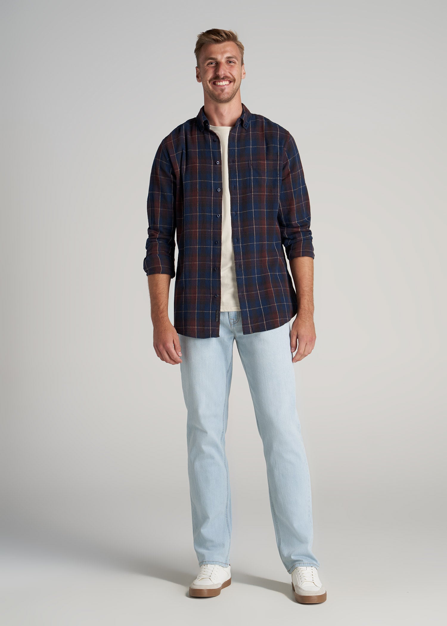    American-Tall-Men-Nelson-Button-Up-Port-Dark-Cobalt-Plaid-full