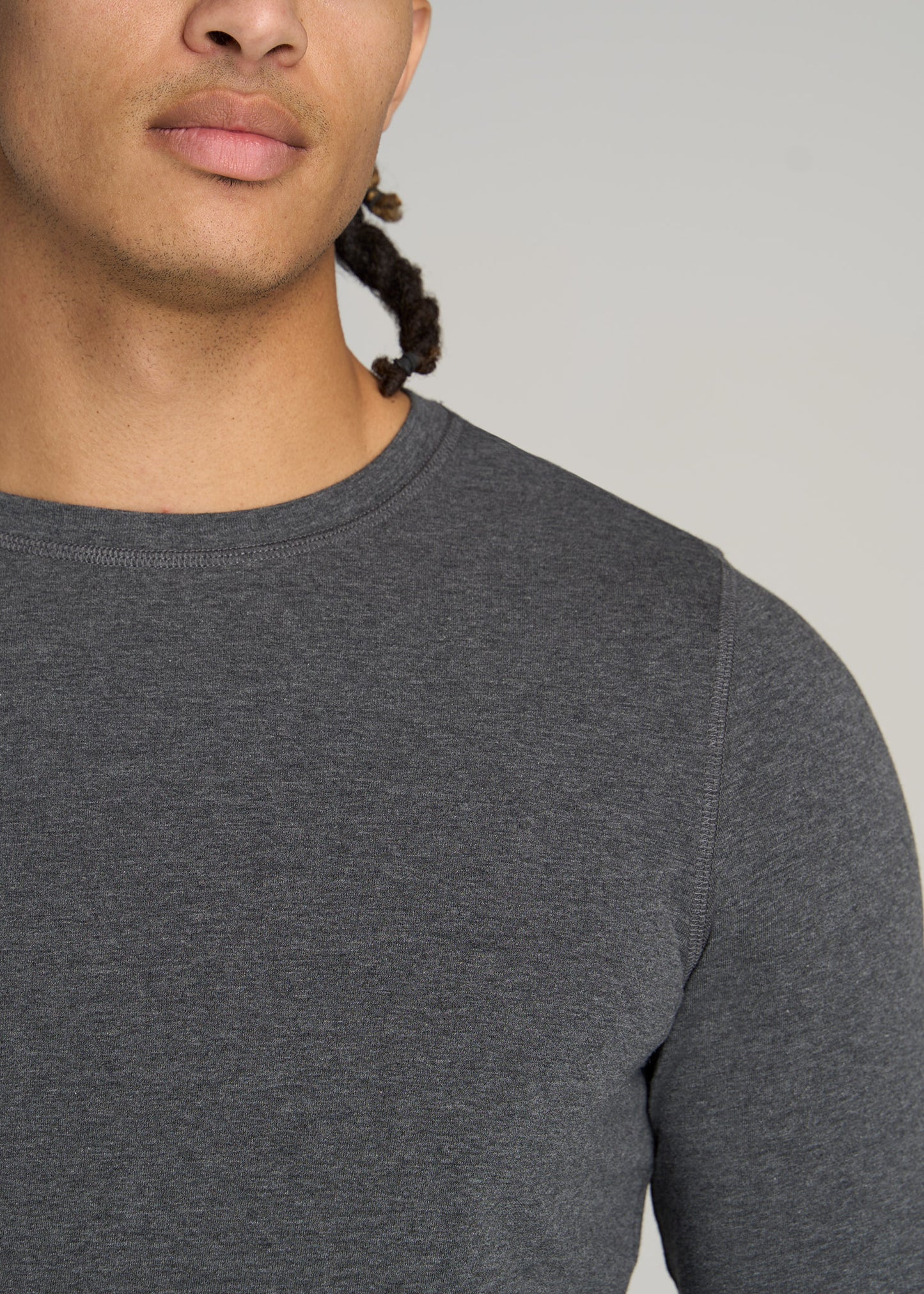       American-Tall-Men-Original-Essentials-SLIM-FIT-Long-Sleeve-T-Shirt-Charcoal-Mix-detail