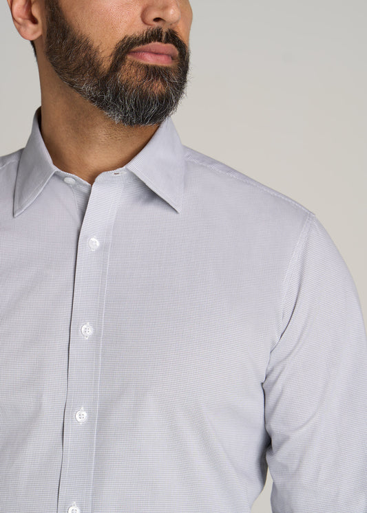 American-Tall-Men-Oskar-Dress-Shirt-Grey-White-Gingham-detail