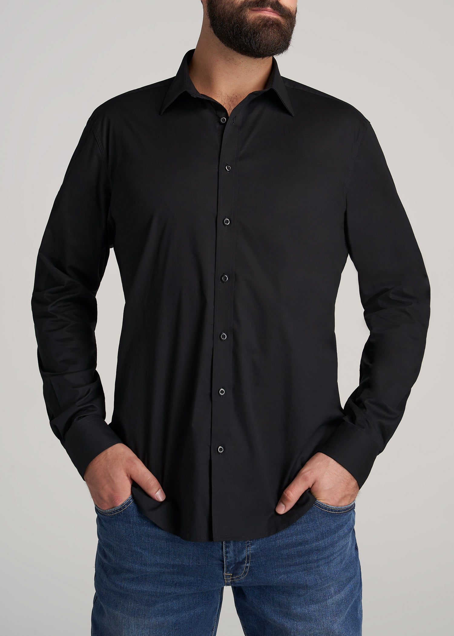    American-Tall-Men-Oskar-DressShirt-Black-front