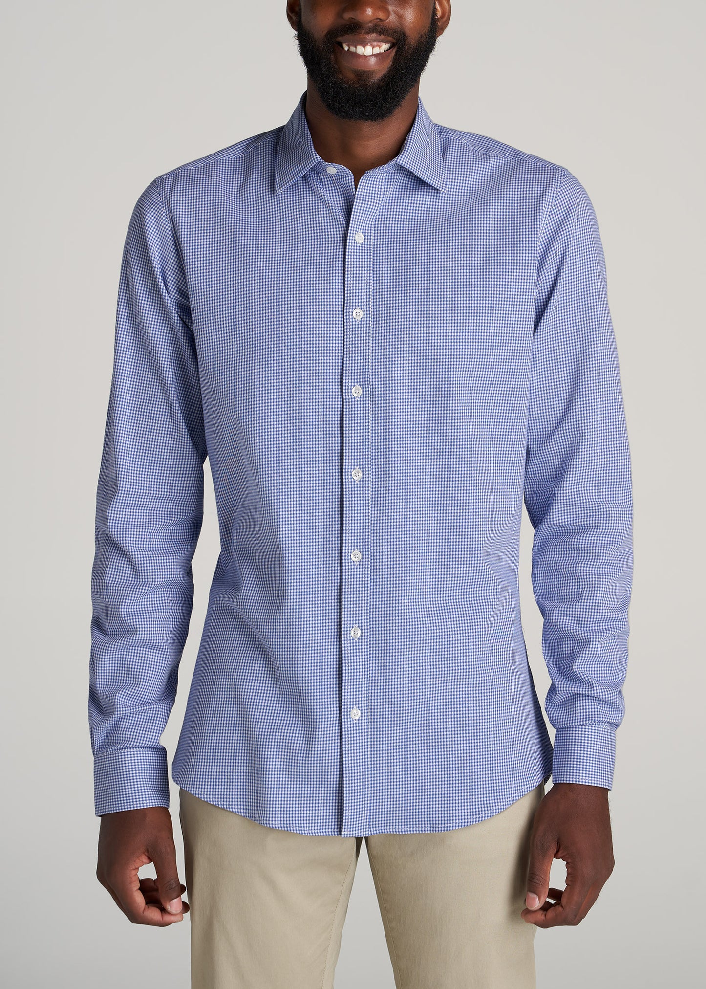       American-Tall-Men-Oskar-Easy-Care-Dress-Shirts-CobaltMiniCheck-front