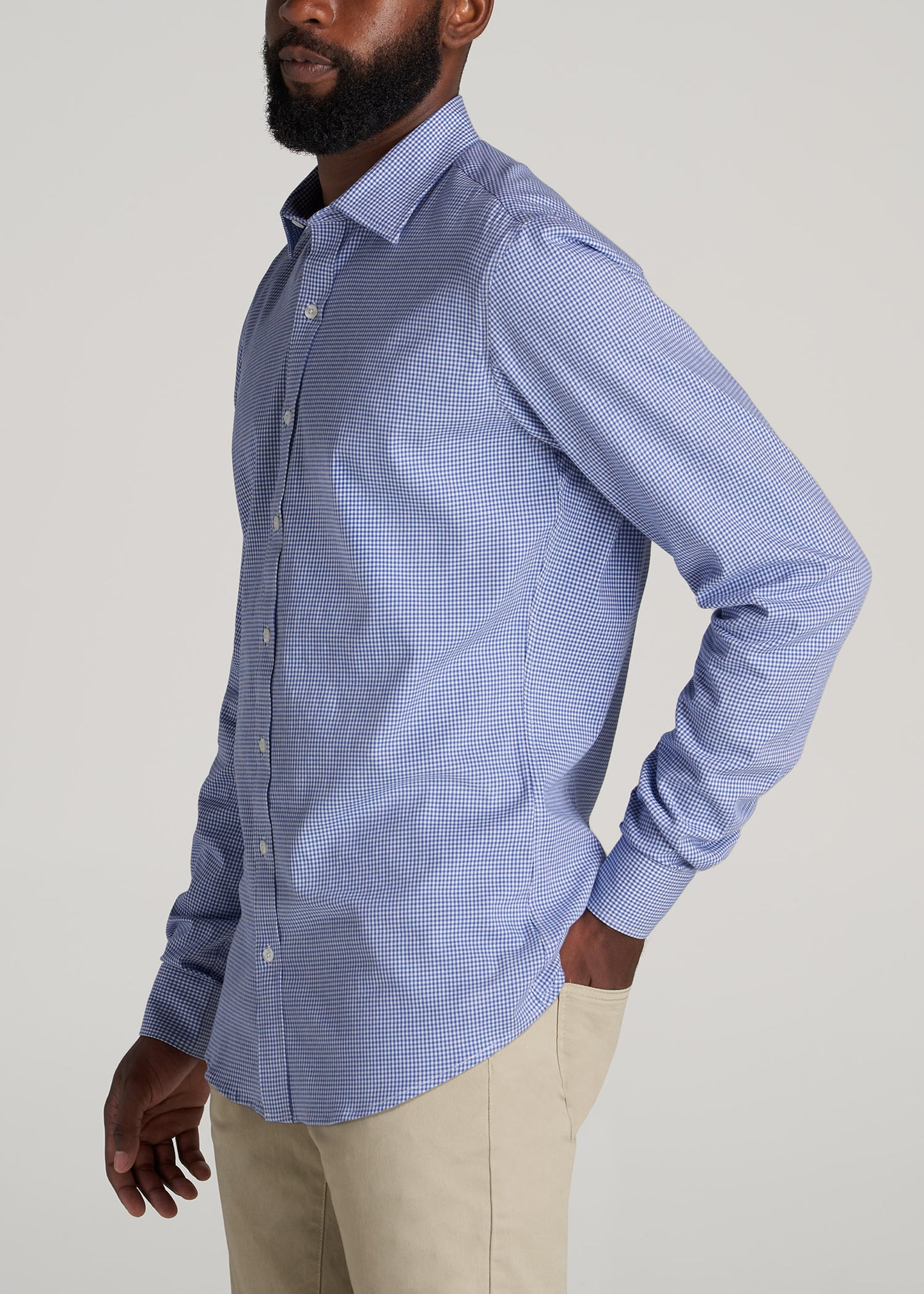    American-Tall-Men-Oskar-Easy-Care-Dress-Shirts-CobaltMiniCheck-side