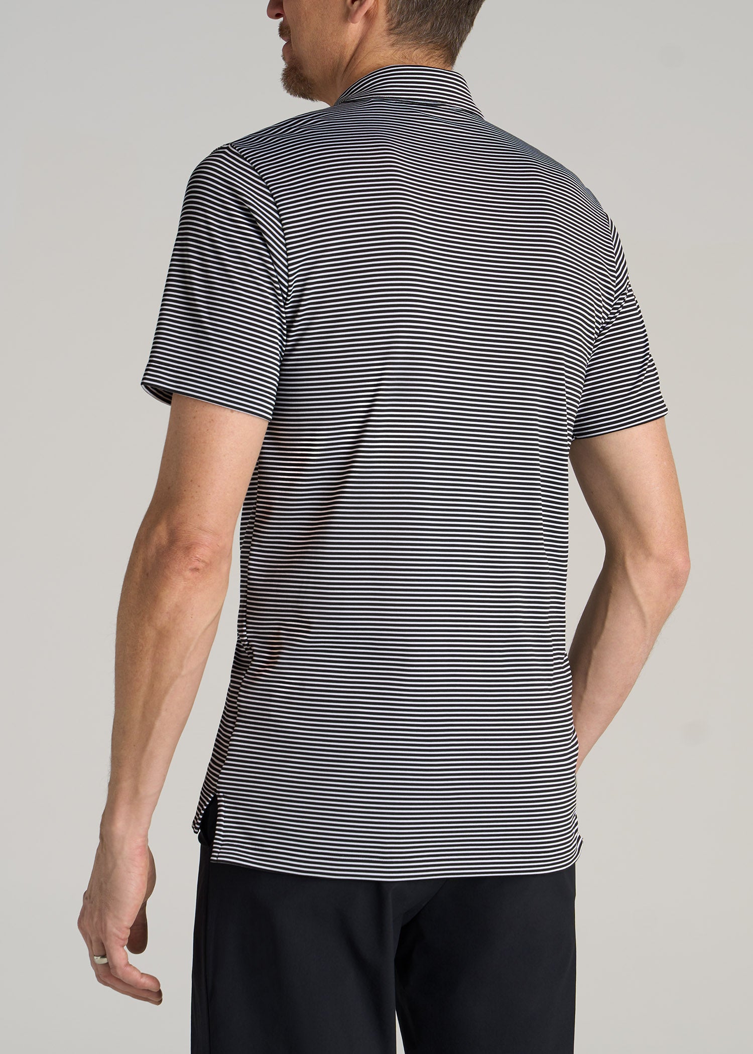        American-Tall-Men-Performance-Stretch-Stripe-Golf-Polo-Black-back