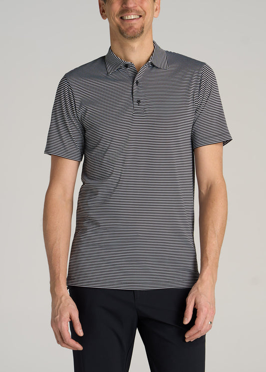     American-Tall-Men-Performance-Stretch-Stripe-Golf-Polo-Black-front