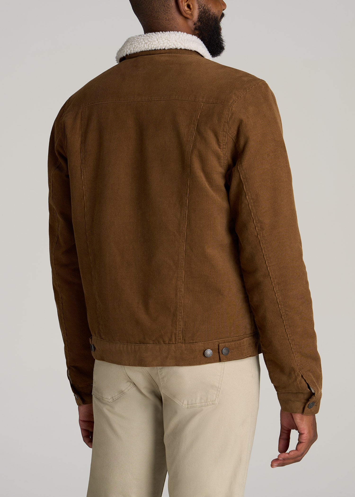       American-Tall-Men-Sherpa-Corduroy-Trucker-Jacket-Tan-Brown-back