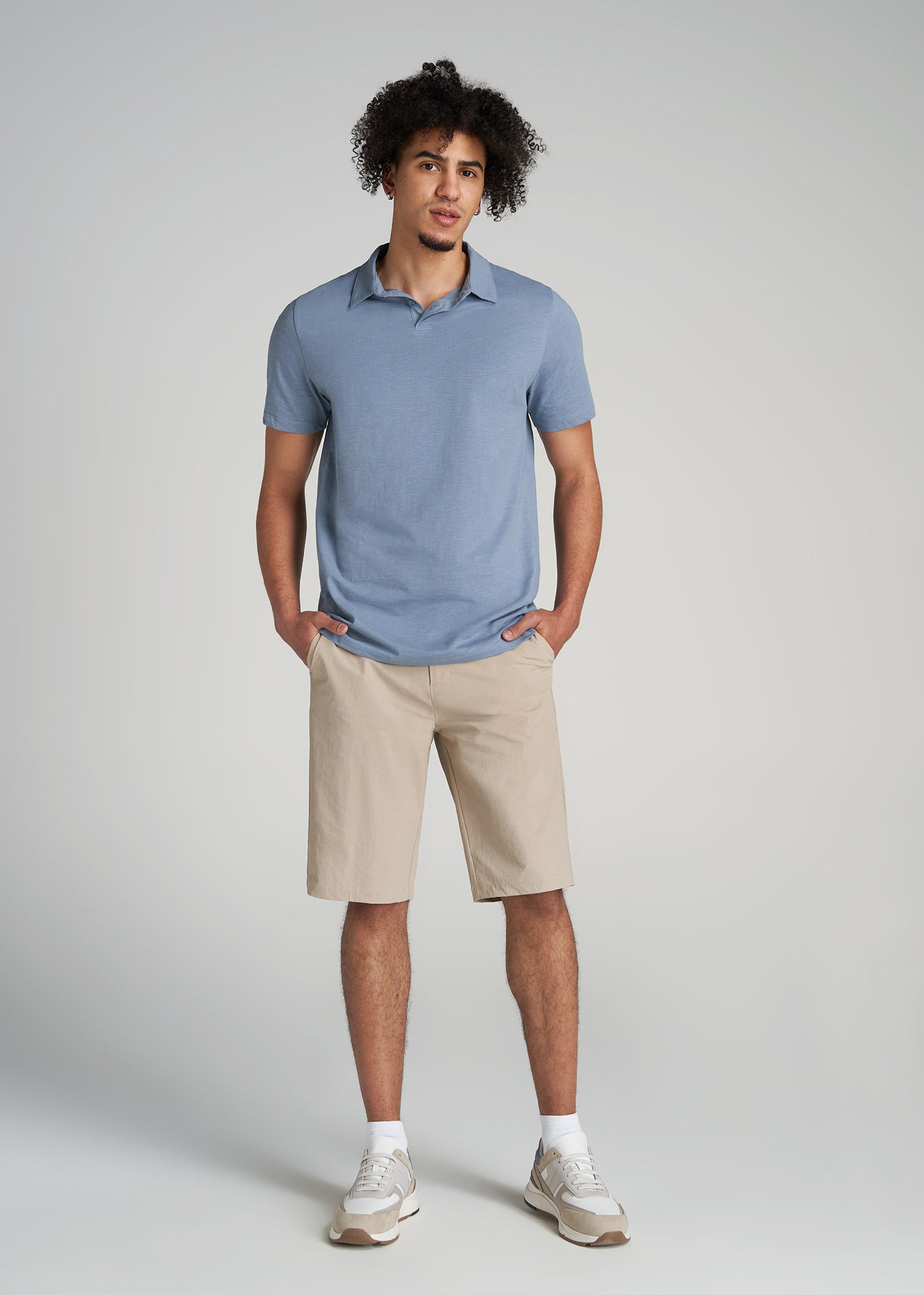    American-Tall-Men-Slub-Self-Collar-Polo-With-Placket-Chambray-full