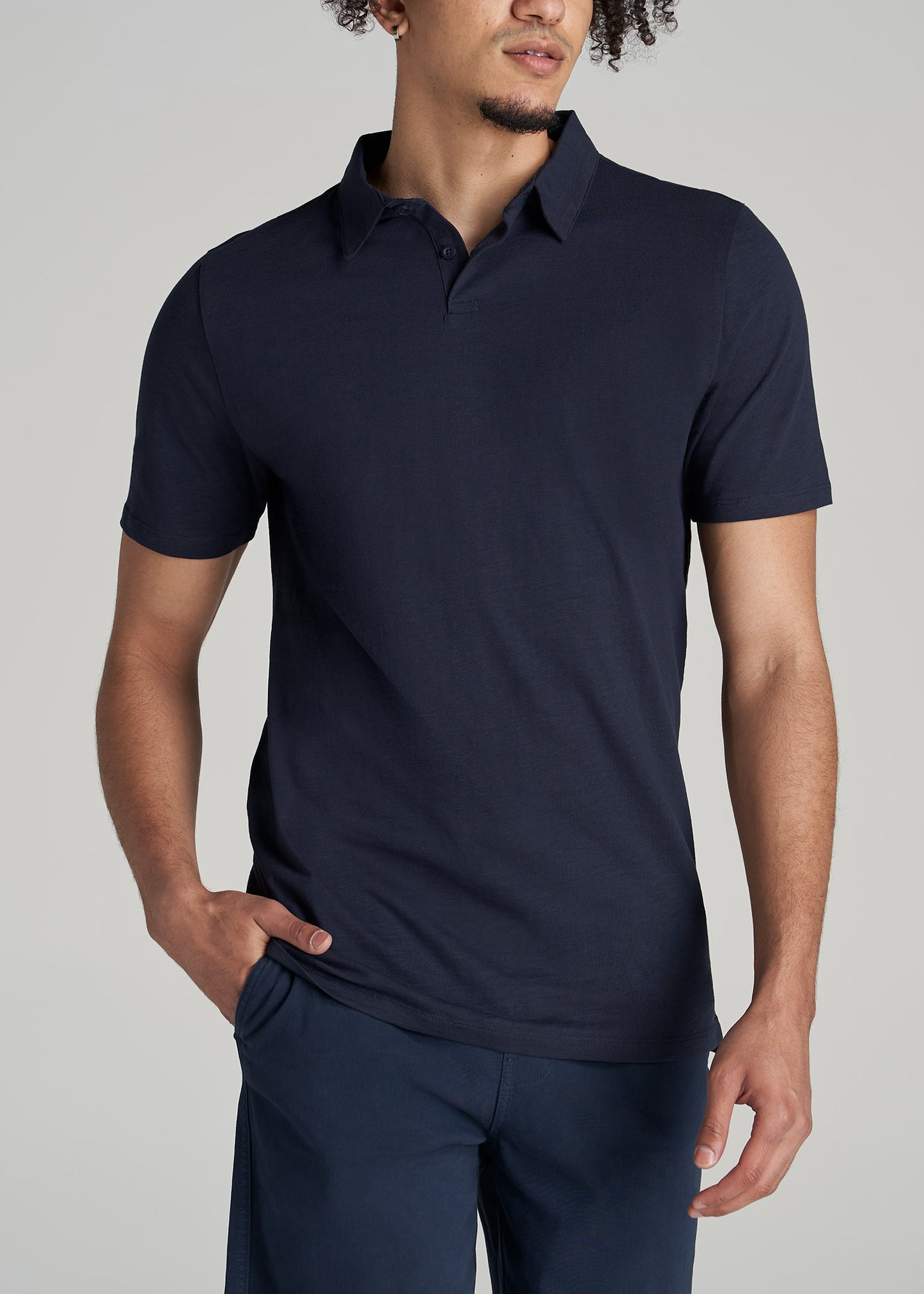       American-Tall-Men-Slub-Self-Collar-Polo-With-Placket-Navy-front