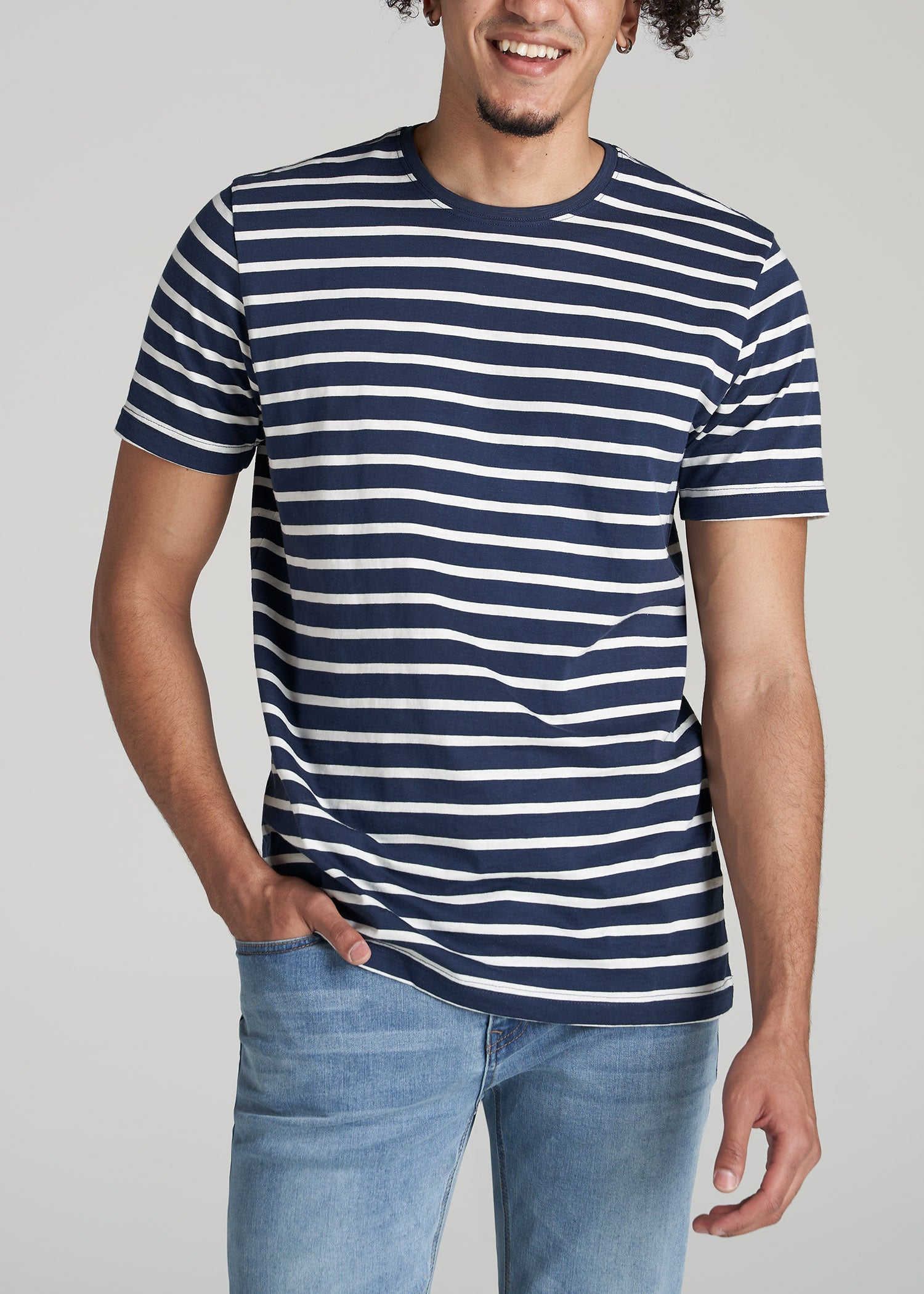    American-Tall-Men-Striped-Tee-Navy-White-Stripe-front