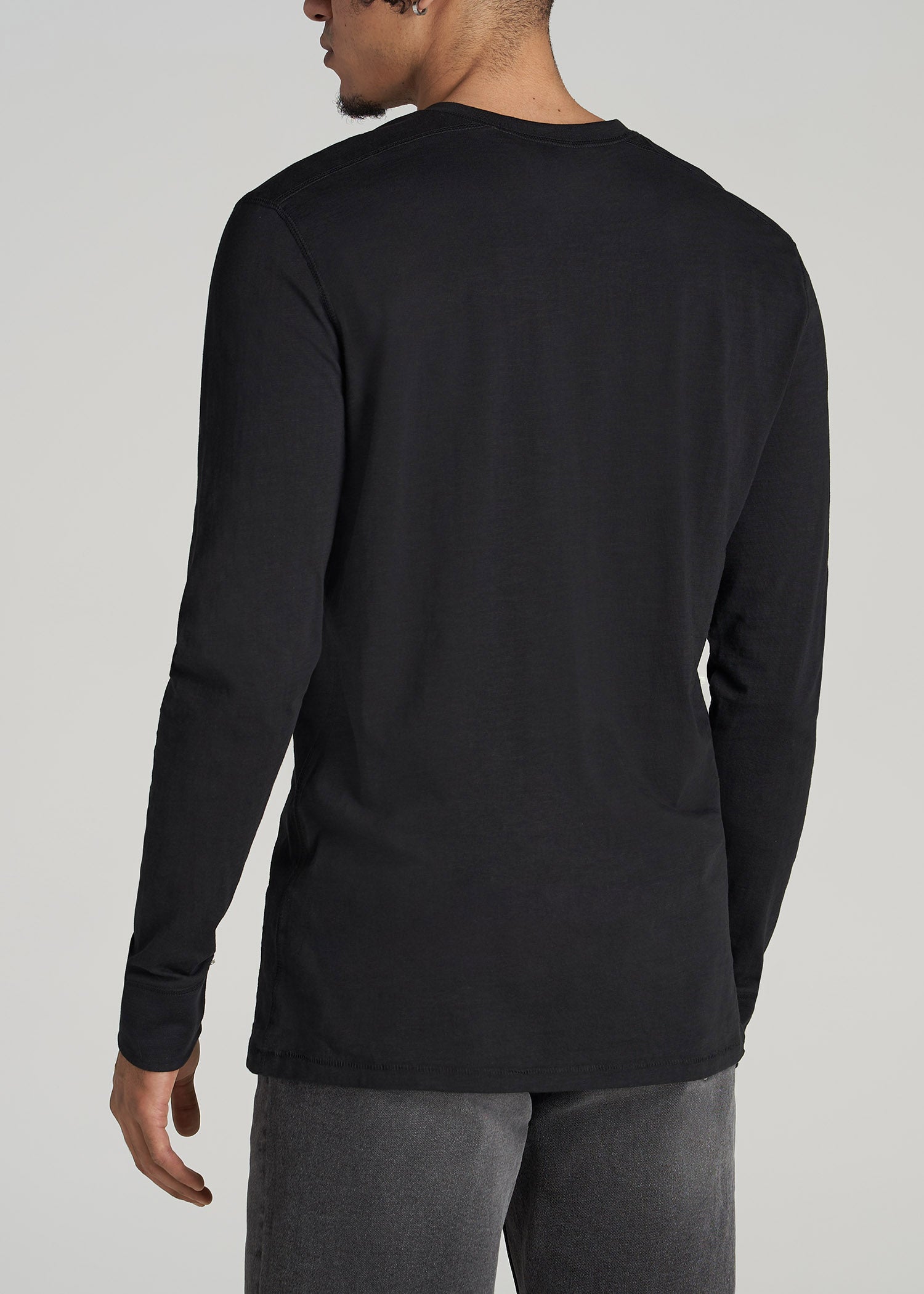    American-Tall-Men-Three-Button-Long-Sleeve-Slub-Henley-Black-back