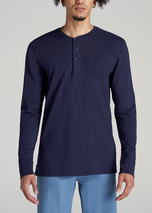       American-Tall-Men-Three-Button-Long-Sleeve-Slub-Henley-Navy-front