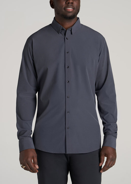    American-Tall-Men-Traveler-Stretch-Dress-Shirt-Black-Micro-Check-front