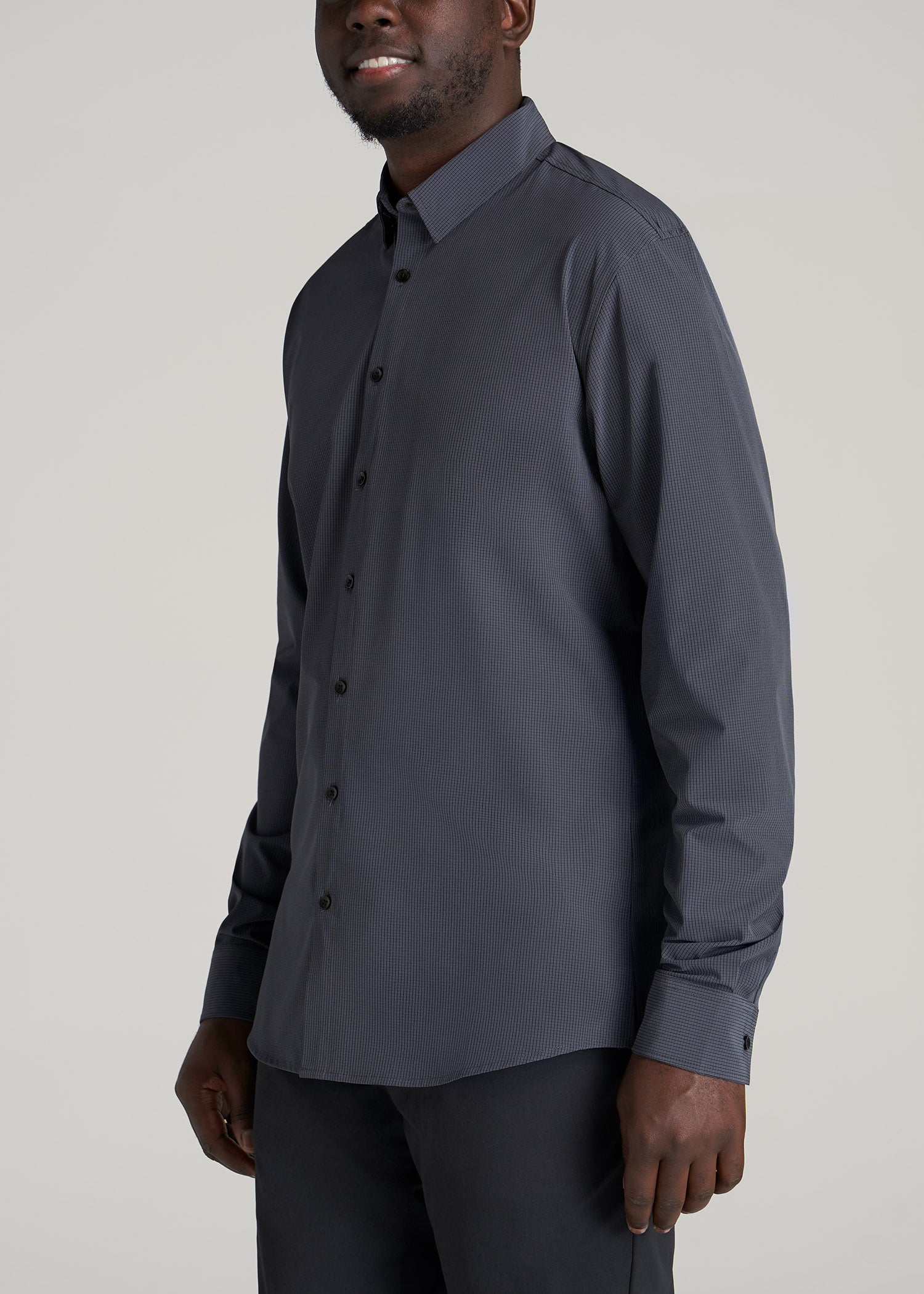         American-Tall-Men-Traveler-Stretch-Dress-Shirt-Black-Micro-Check-side