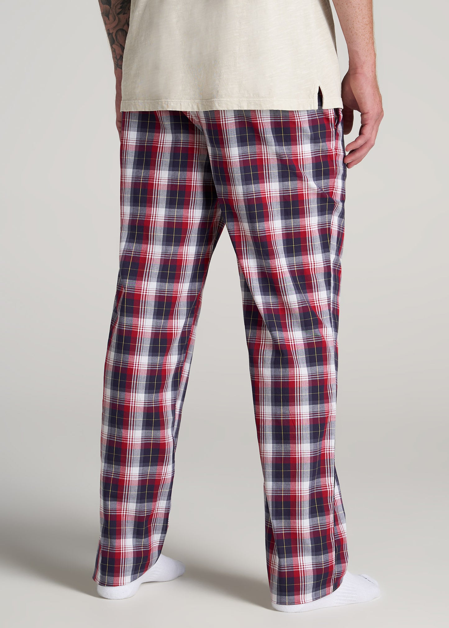       American-Tall-Men-Woven-Pajama-Dark-Blue-Red-Plaid-back